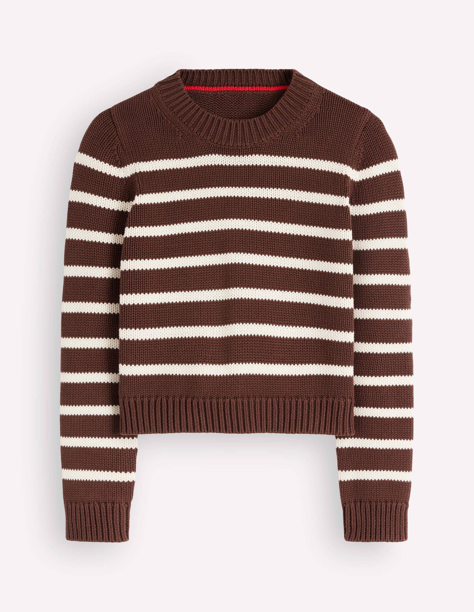 Lucy Chunky Cotton Jumper-brown, ivory stripe-6