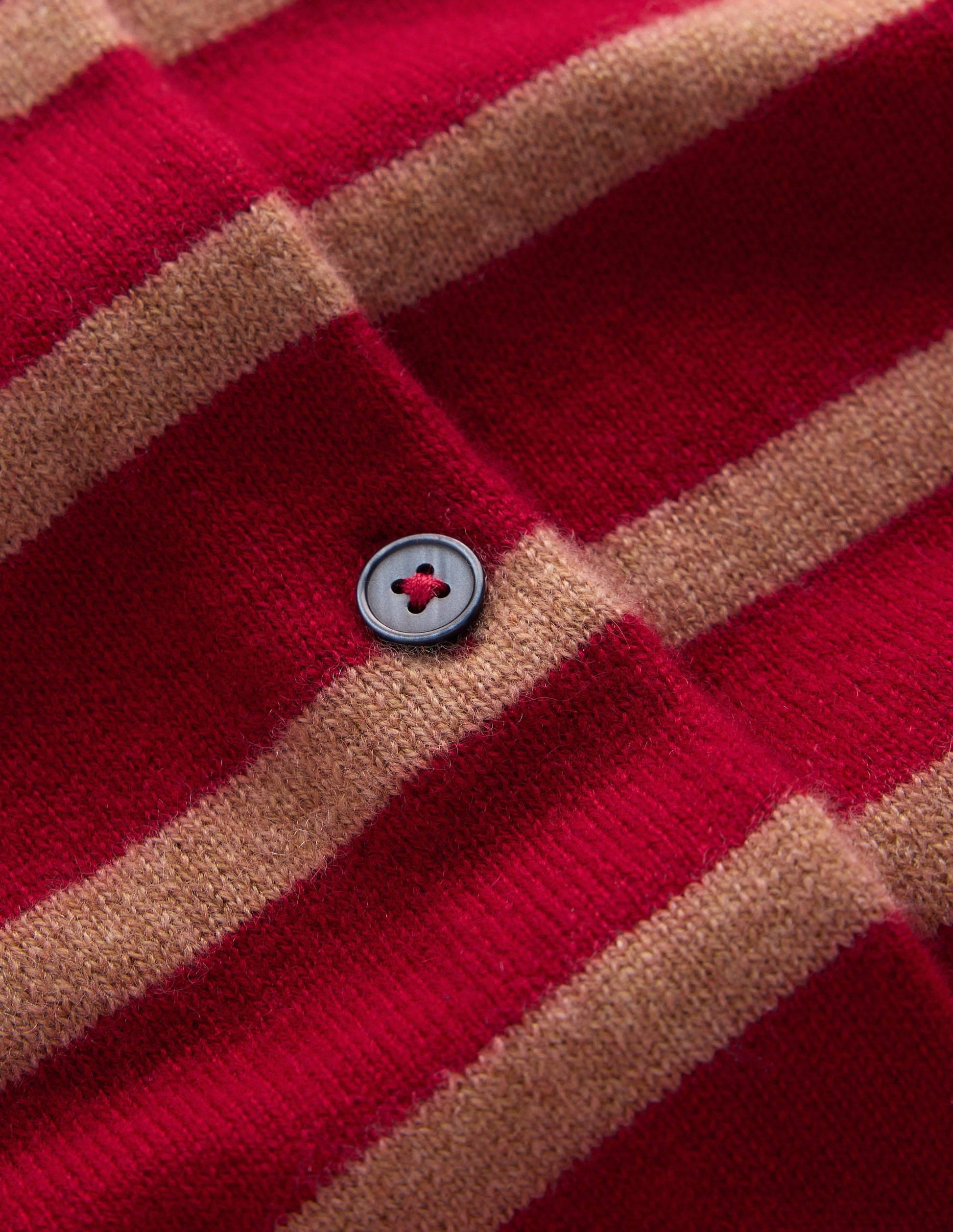 Elsie Cashmere Crew Cardigan-Poppy Red, Camel Stripe-9