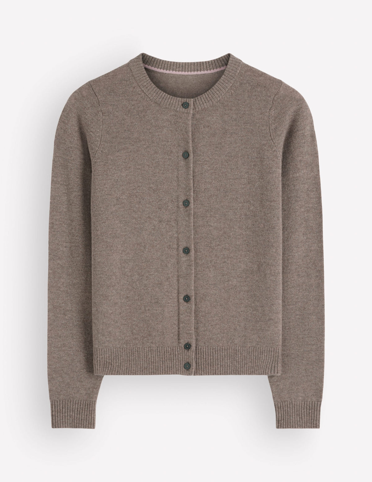 Elsie Cashmere Crew Cardigan-Mink Melange - Image 5