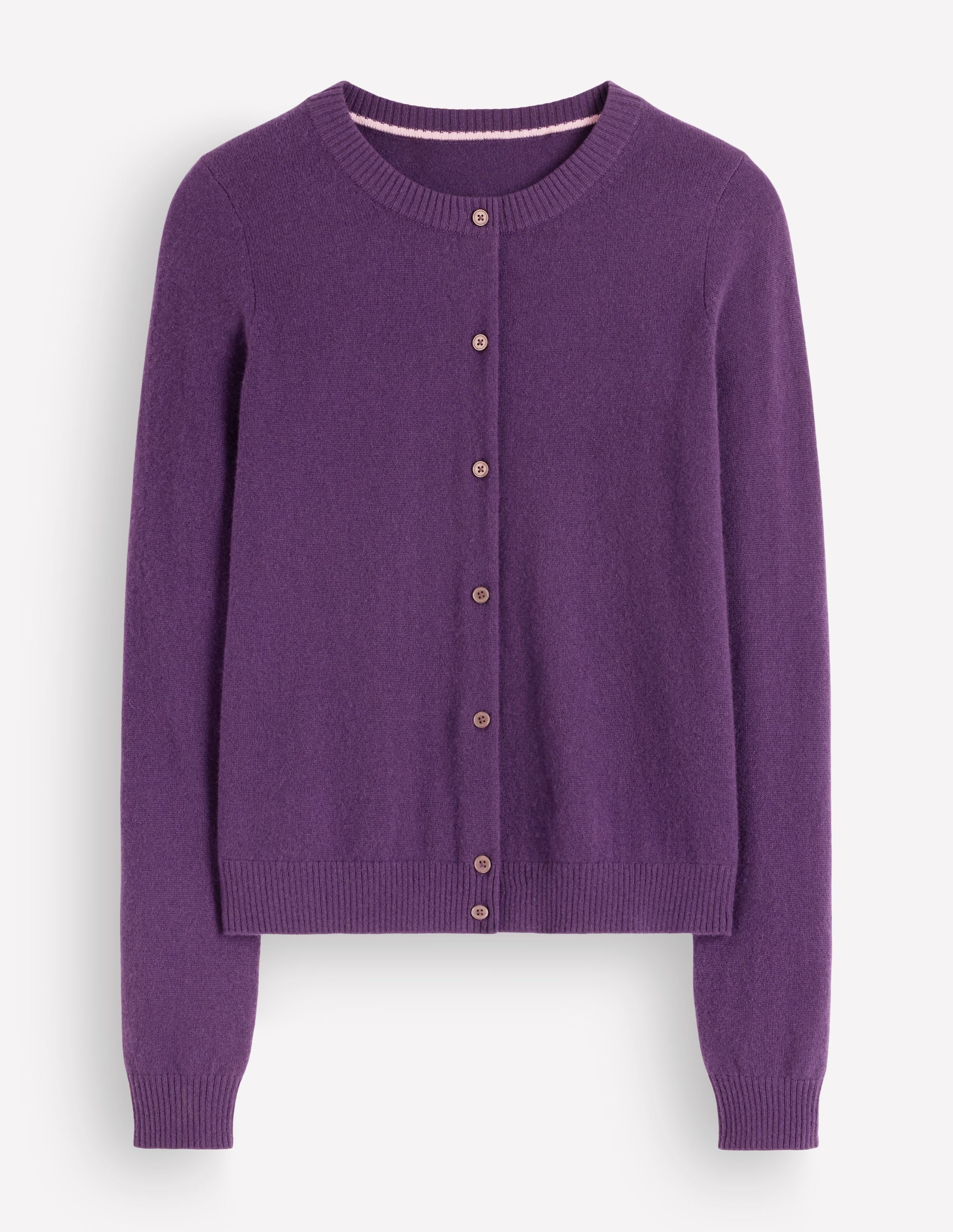 Elsie Cashmere Crew Cardigan-Deep Grape - Image 5