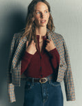 Elsie Cashmere Crew Cardigan-Deep Burgundy