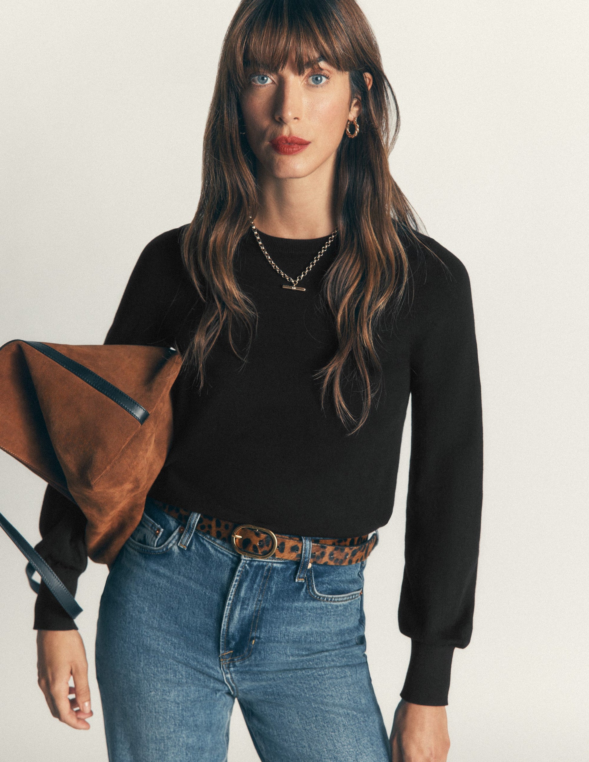 Camilla Cotton Crew Jumper-Black-1