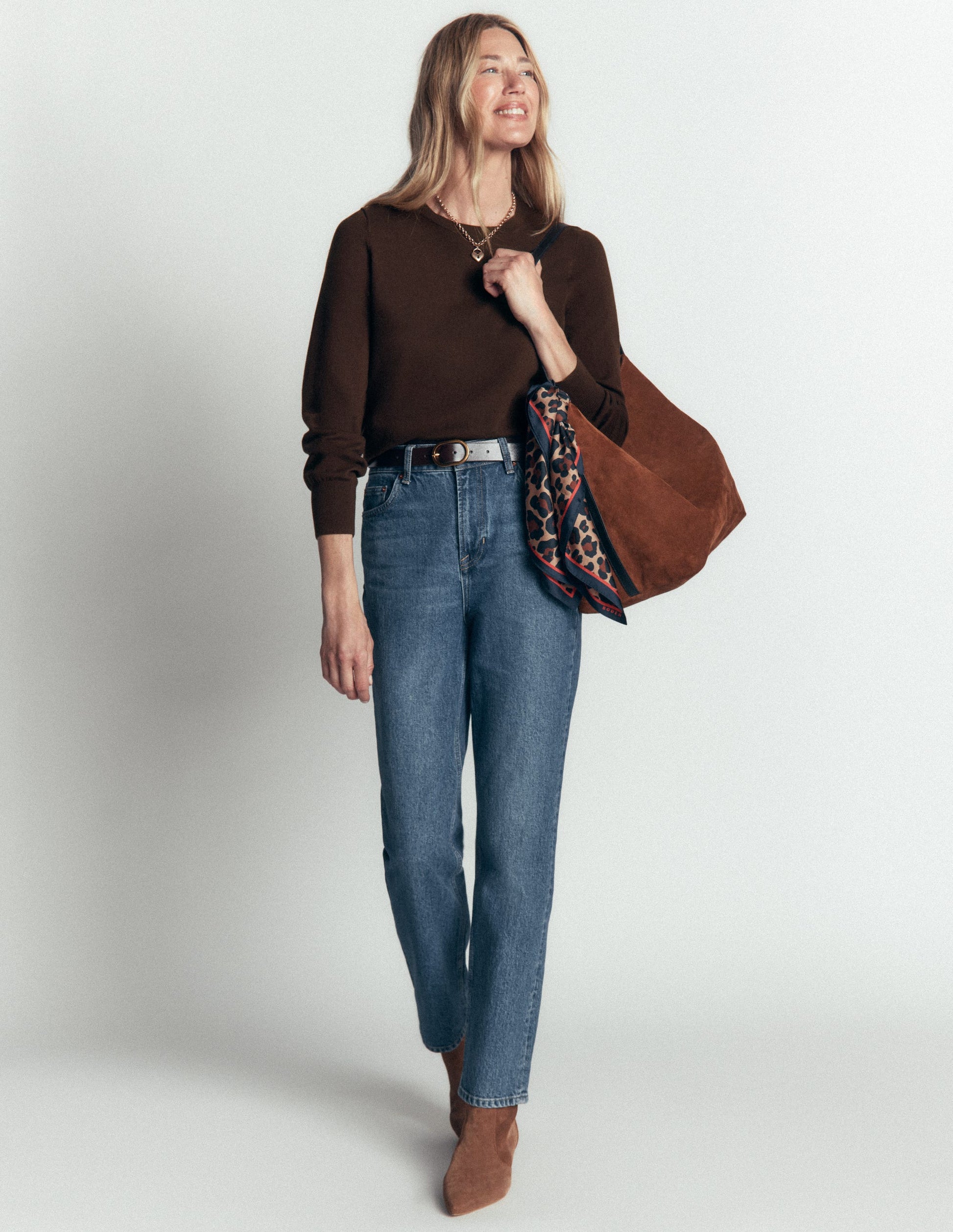 Camilla Cotton Crew Jumper-Bitter Chocolate-1