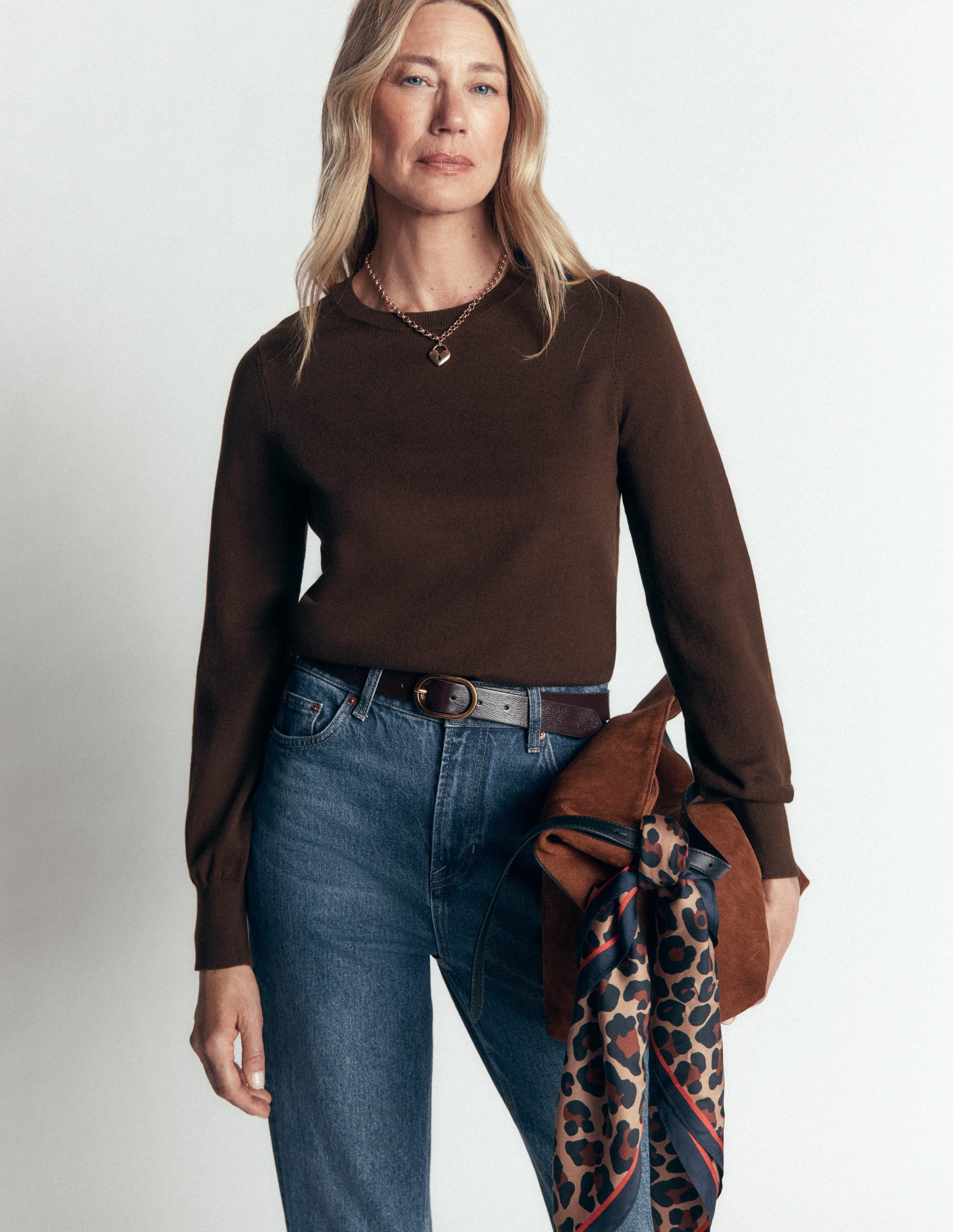 Camilla Cotton Crew Jumper-Bitter Chocolate - Image 4