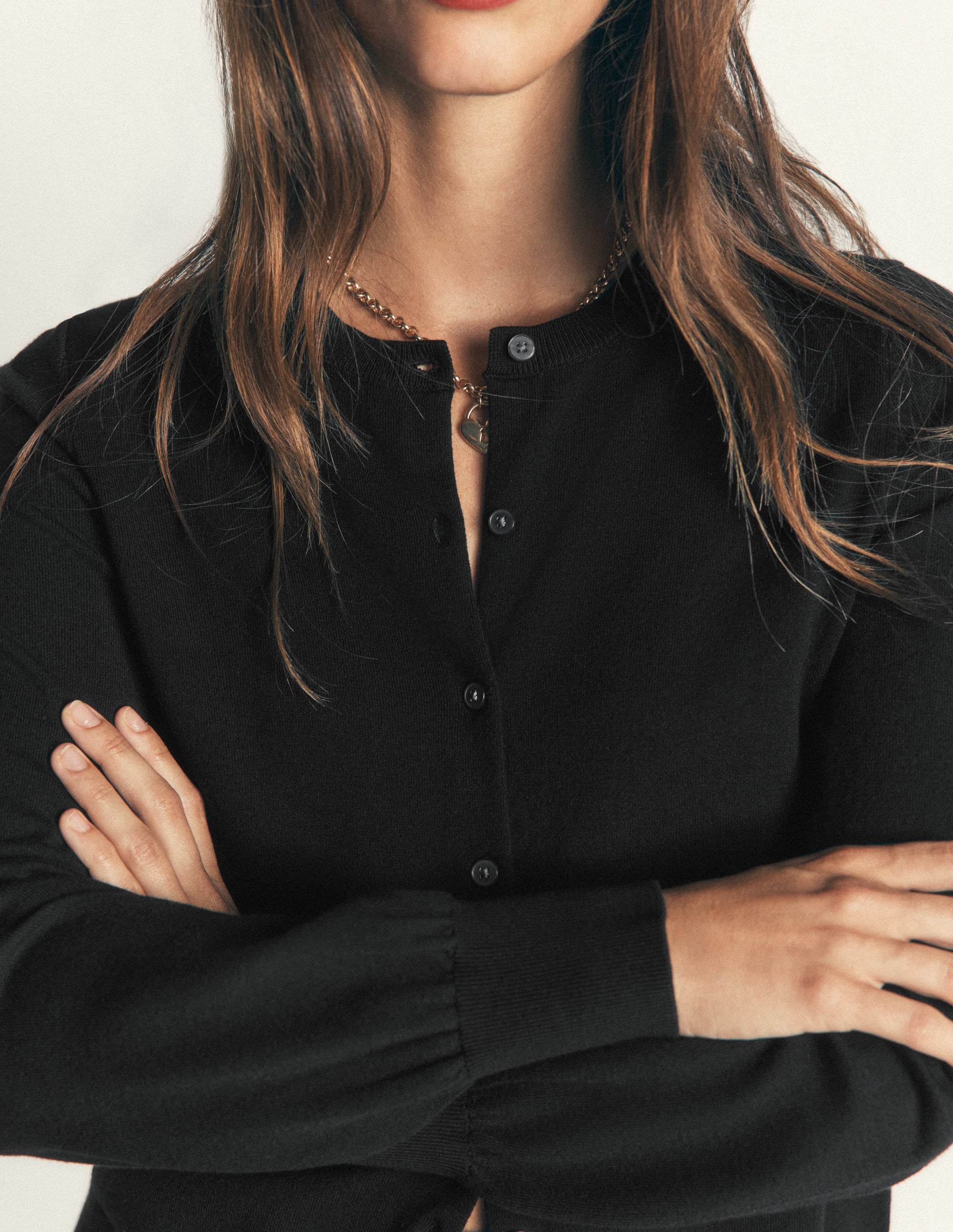 Camilla Cotton Crew Cardigan-Black - Image 2