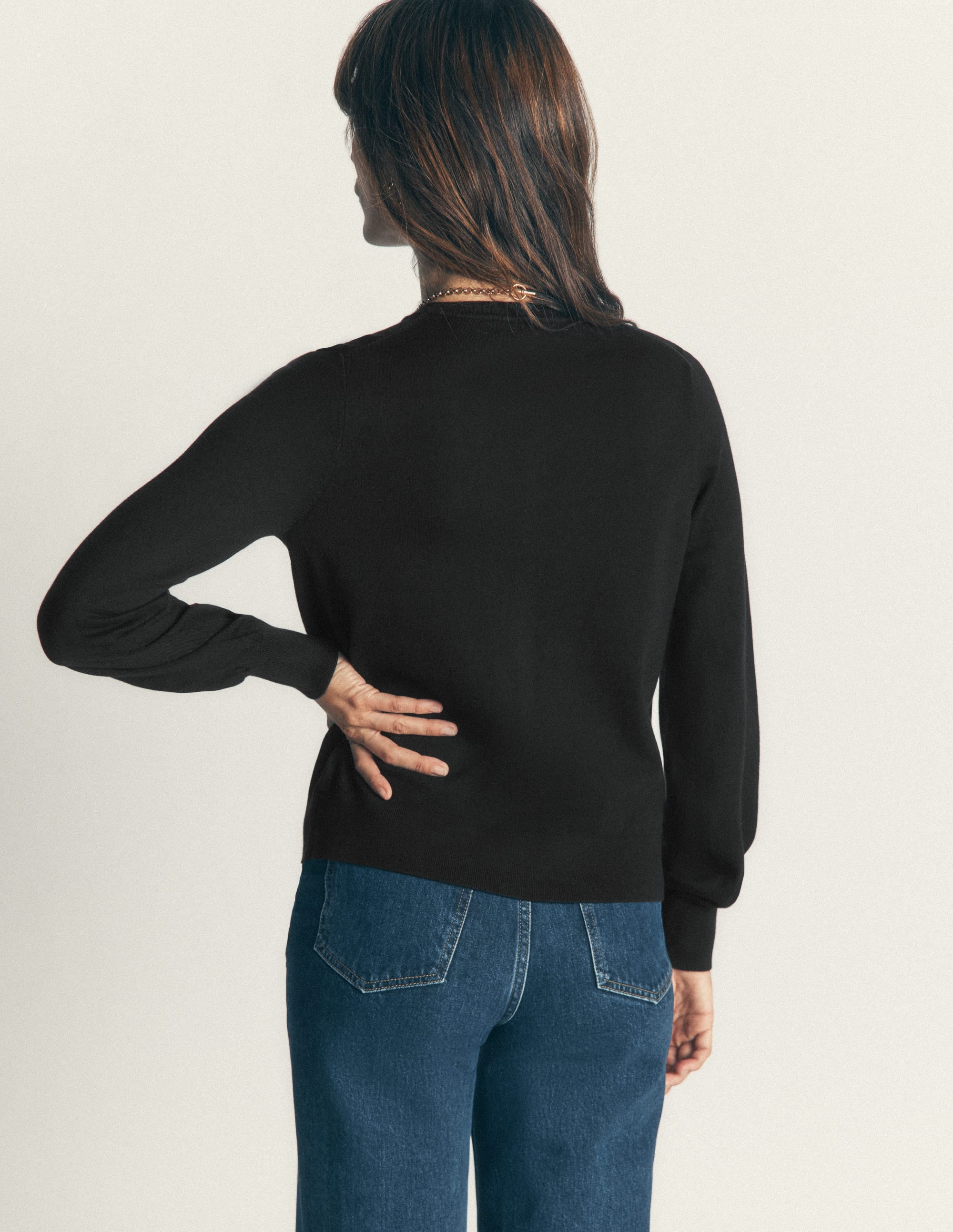 Camilla Cotton Crew Cardigan-Black - Image 3