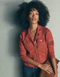 Phoebe Collared Knitted Jacket-Red, Camel check