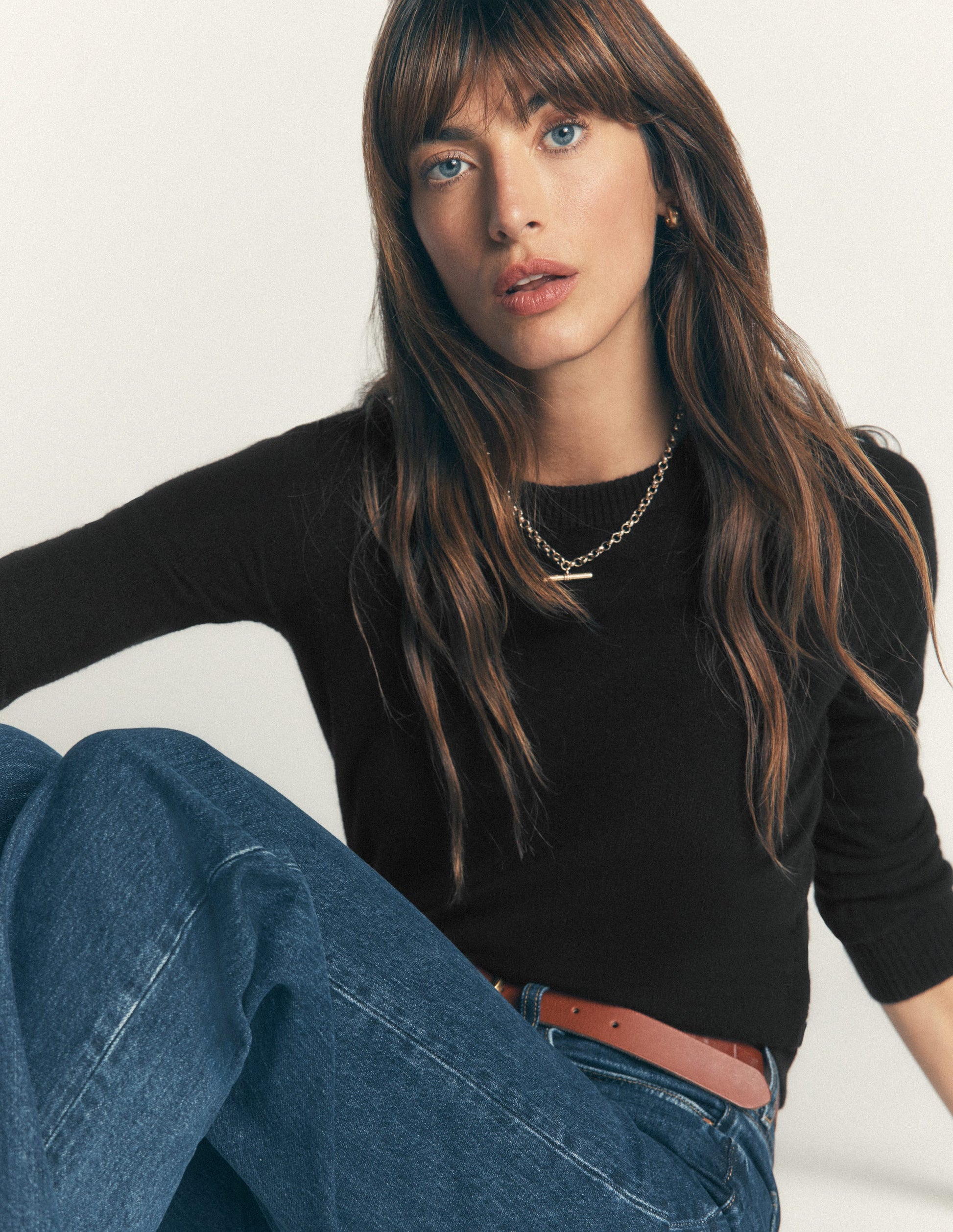 Elsie Cashmere Crew Jumper-Black-1