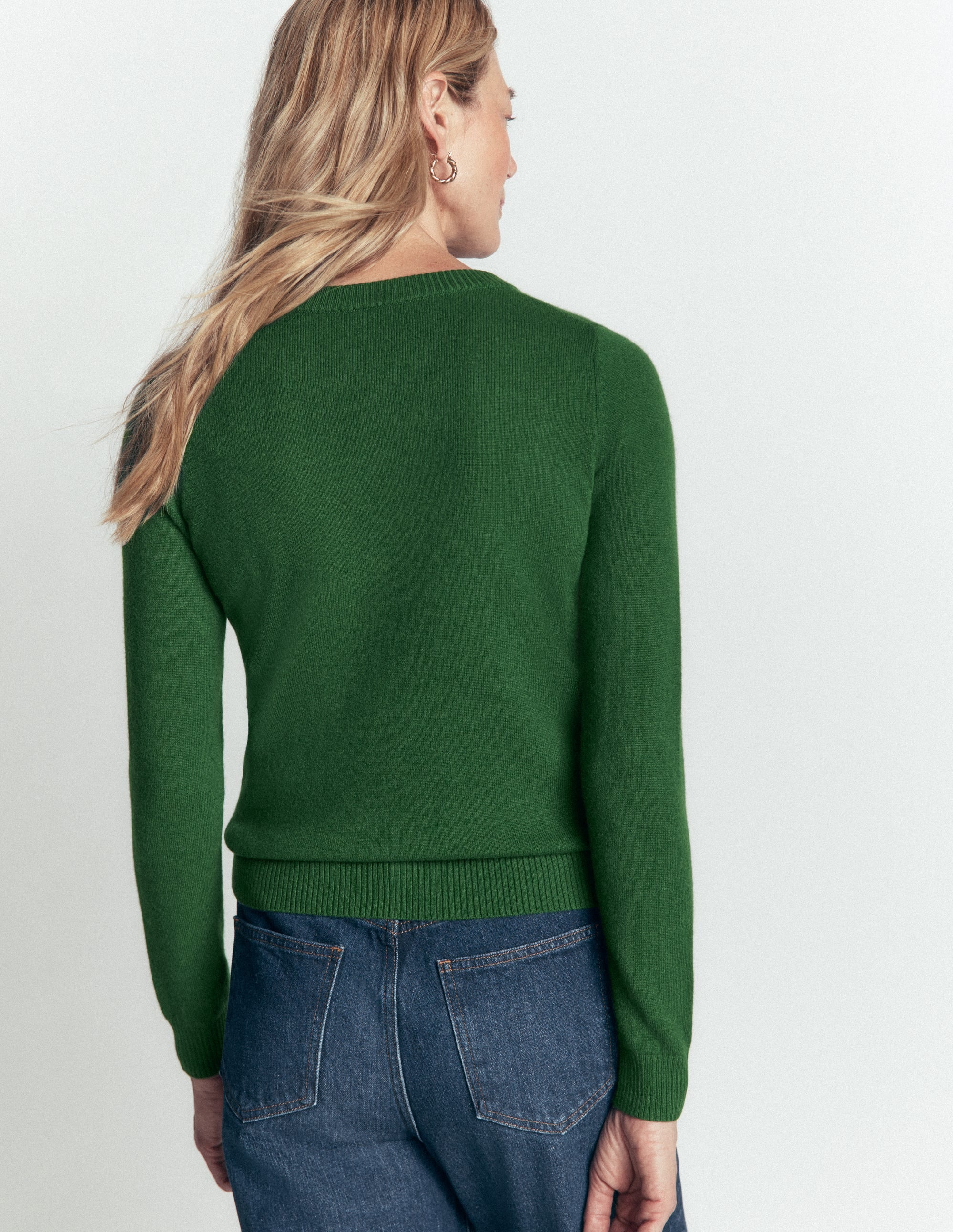 Elsie Cashmere Crew Jumper-Fresh Green - Image 2