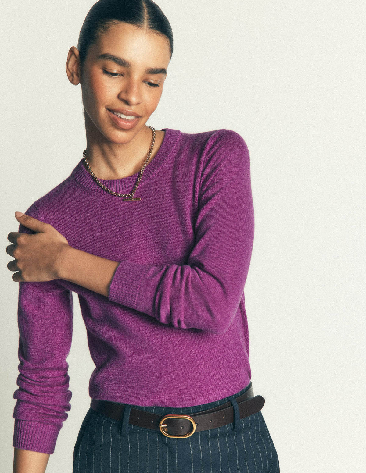 Elsie Cashmere Crew Jumper-Regal Purple - Image 2