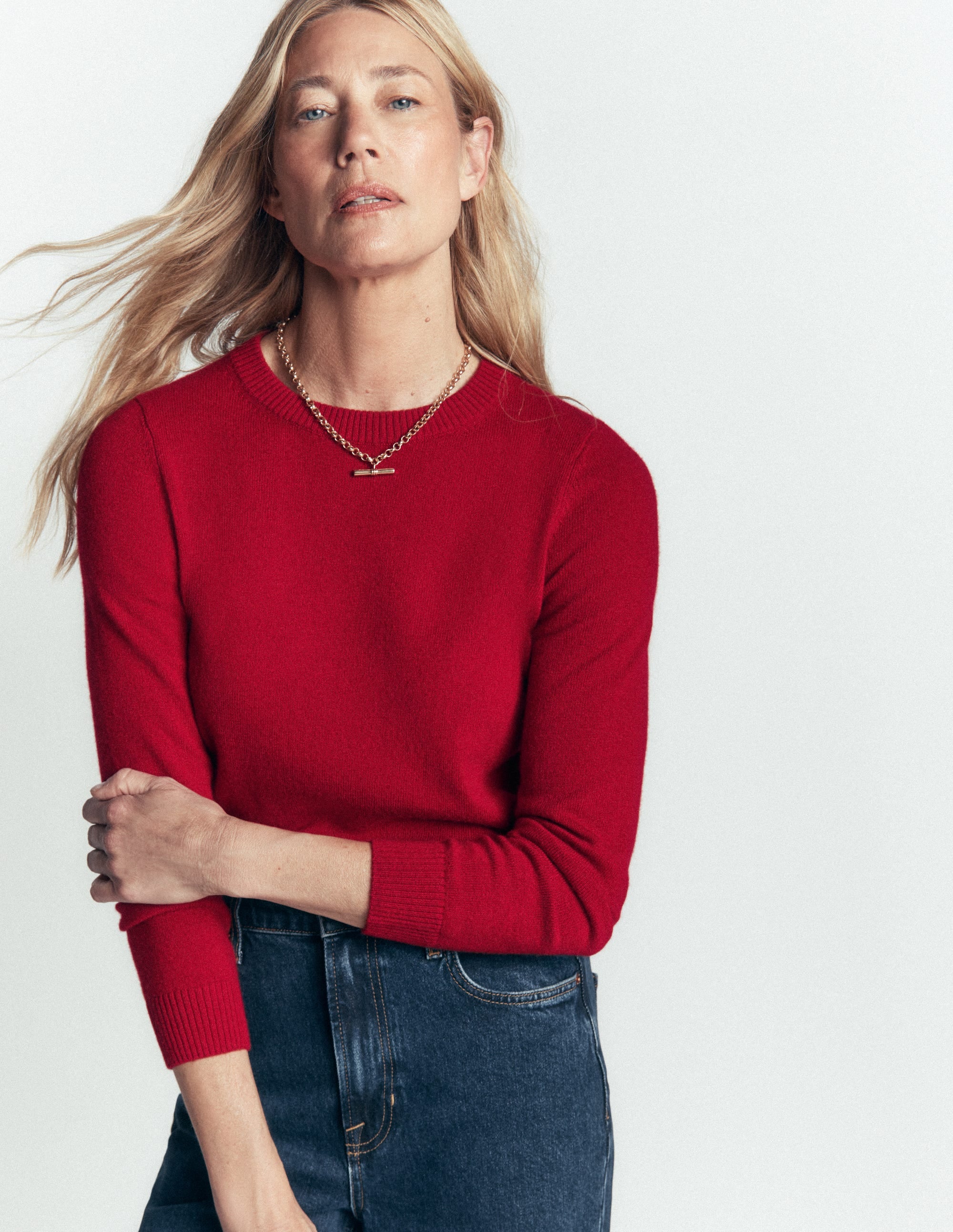 Elsie Cashmere Crew Jumper-Poppy Red - Image 2