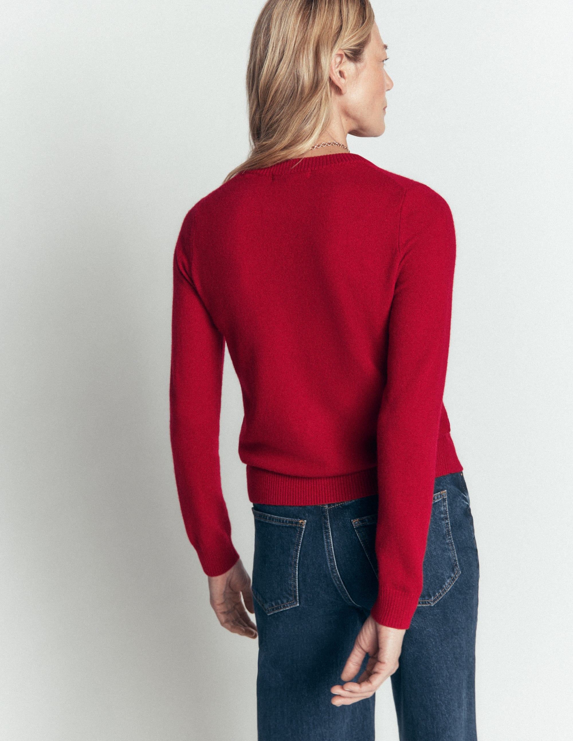 Elsie Cashmere Crew Jumper-Poppy Red - Image 3