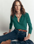 Elsie Cashmere Henley Jumper-Deep Sea Depths
