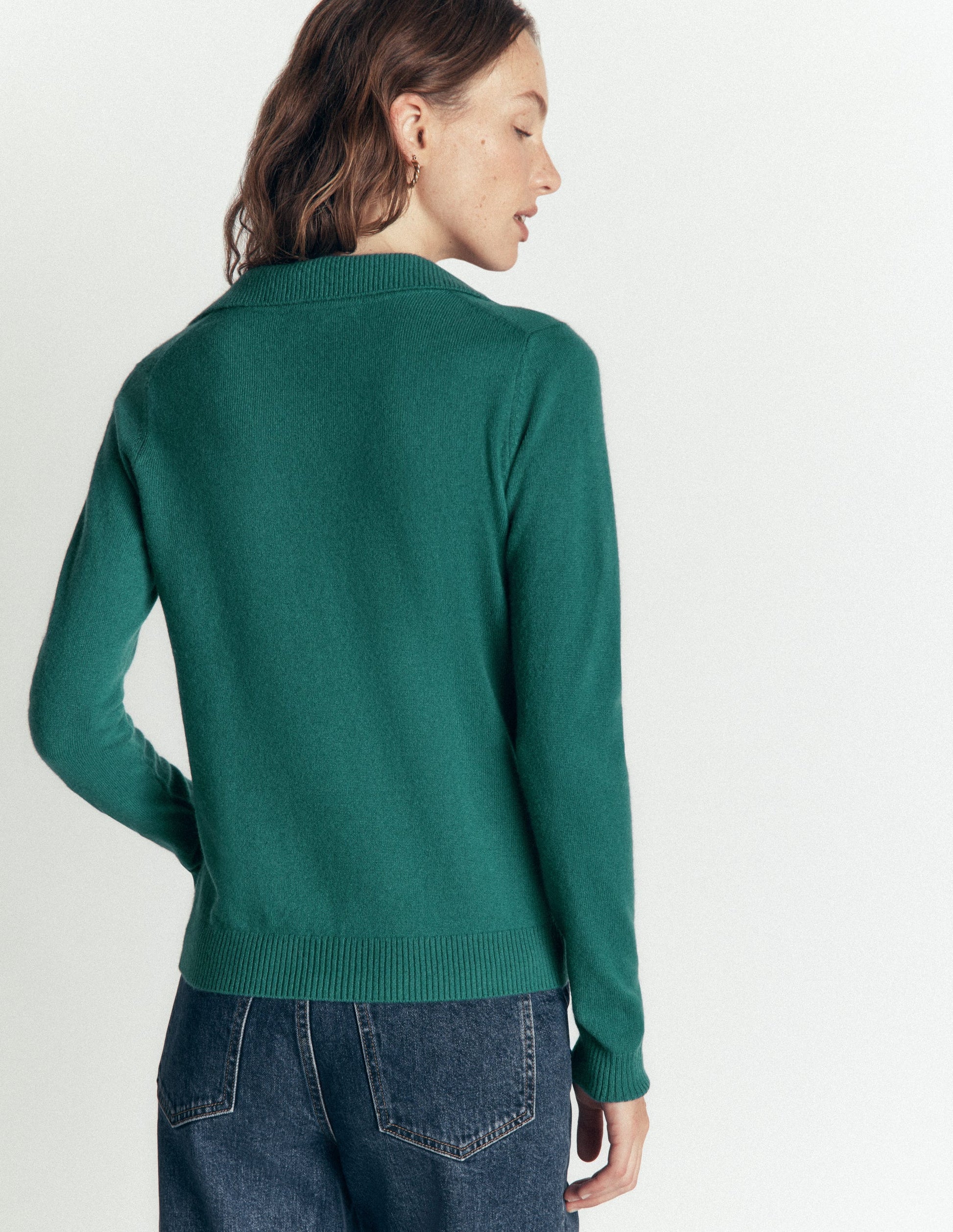Elsie Cashmere Henley Jumper-Deep Sea Depths-3