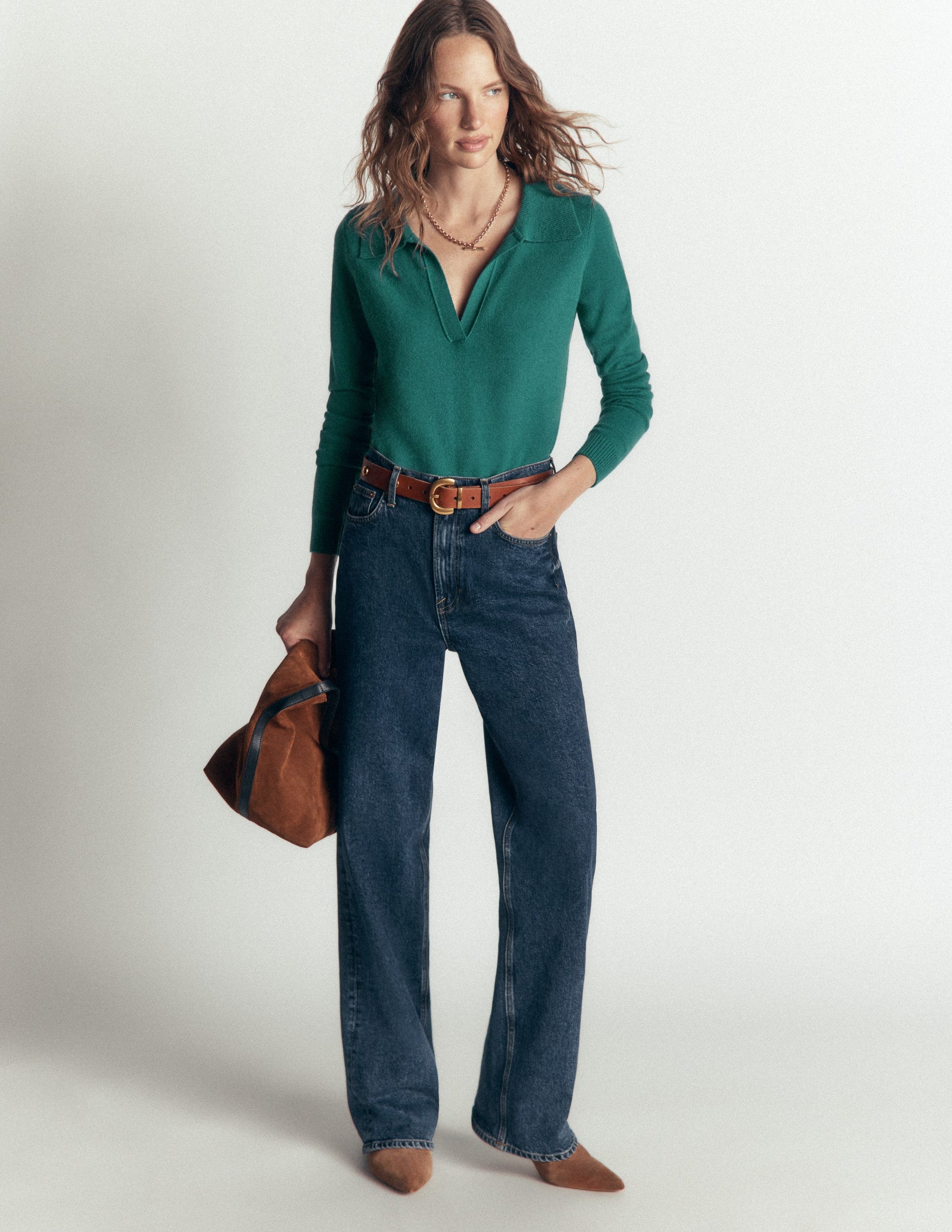 Elsie Cashmere Henley Jumper-Deep Sea Depths-4