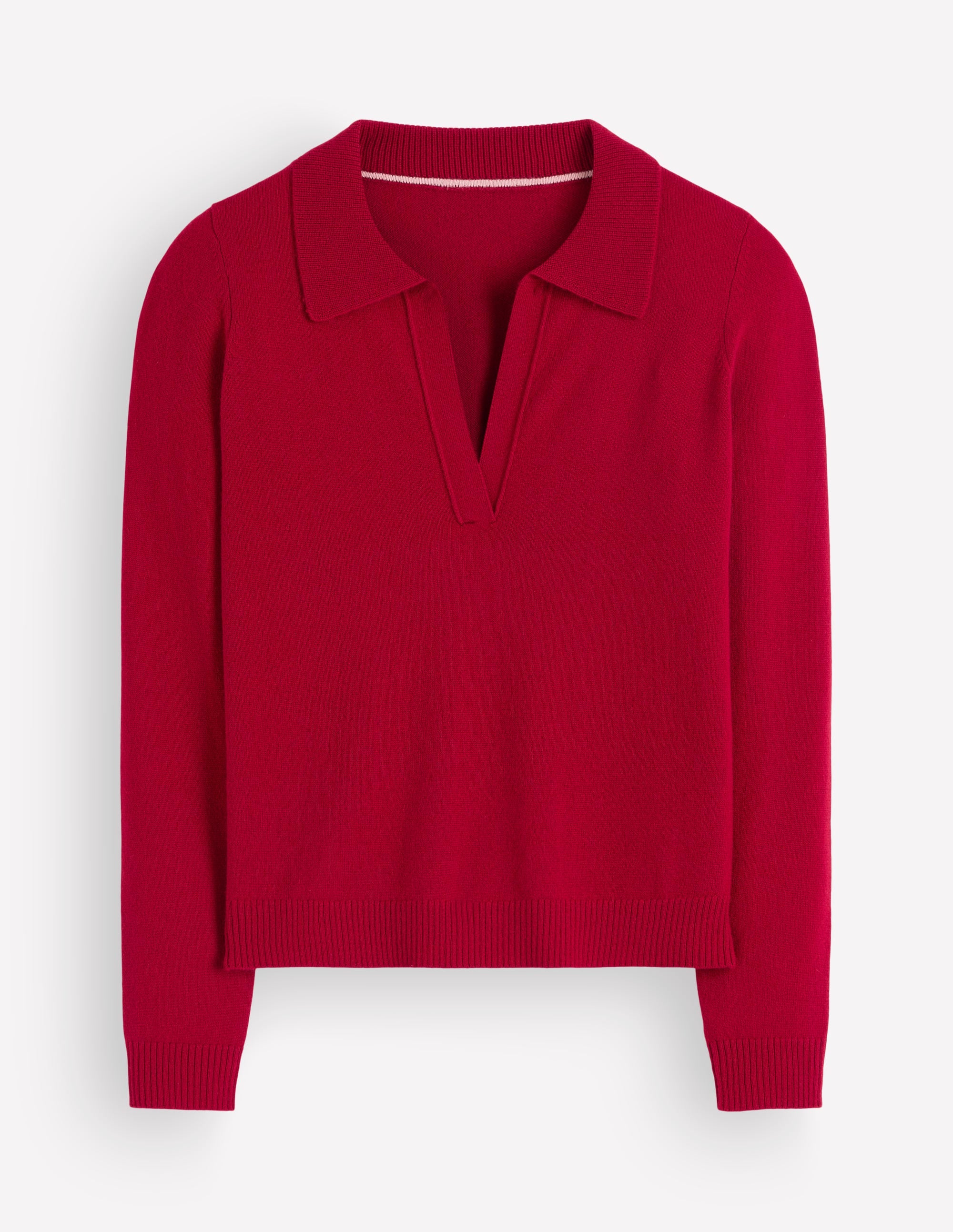 Elsie Cashmere Henley Jumper-Crimson Red - Image 6