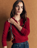 Elsie Cashmere Henley Jumper-Crimson Red