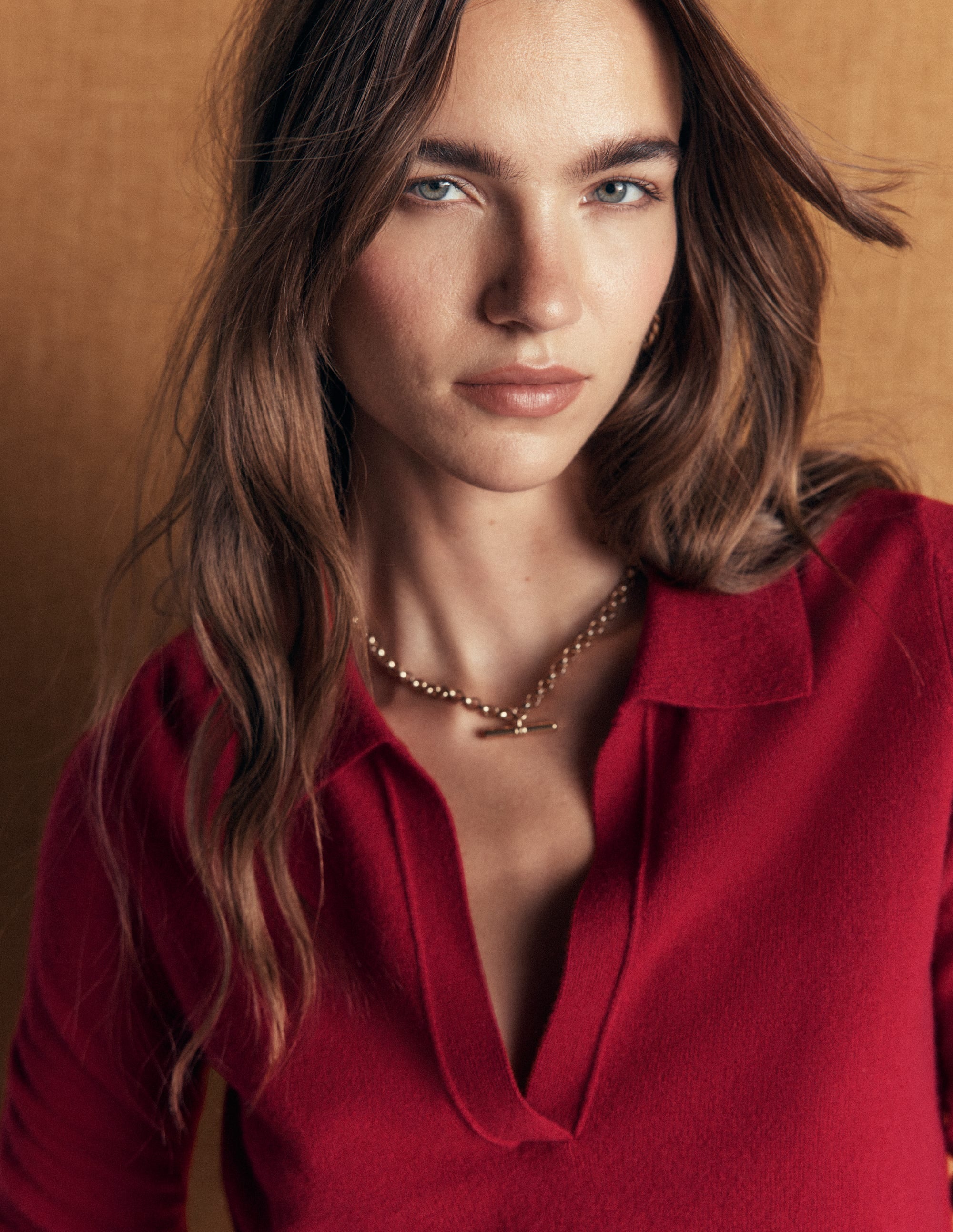 Elsie Cashmere Henley Jumper-Crimson Red - Image 2