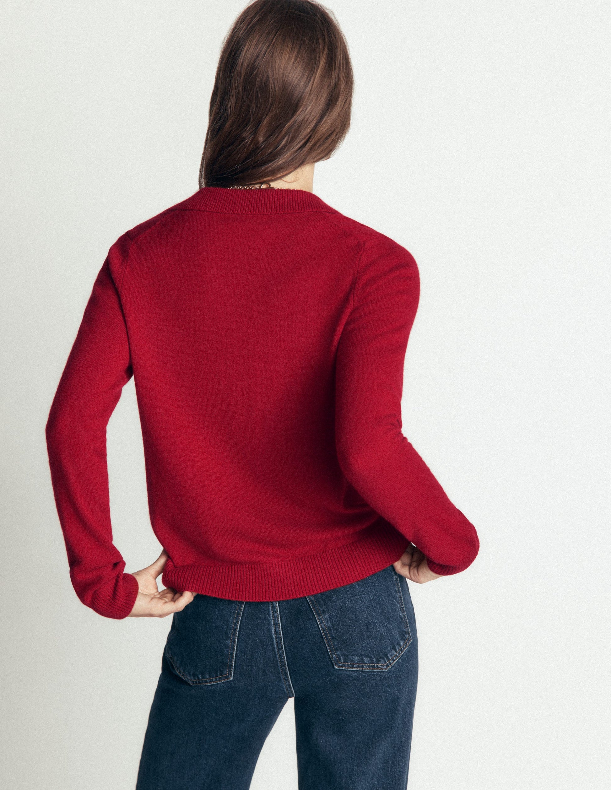 Elsie Cashmere Henley Jumper-Crimson Red-3