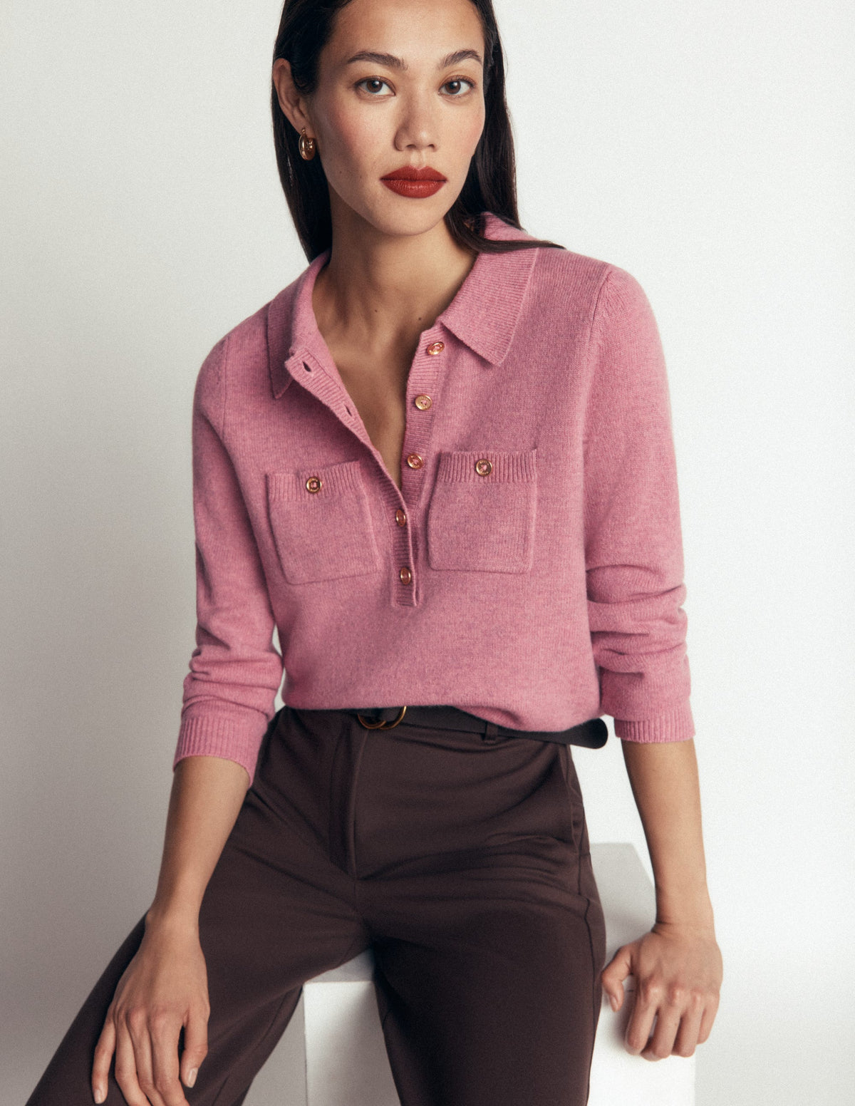 Marianne Merino Wool Jumper-Pink Heather - Image 1