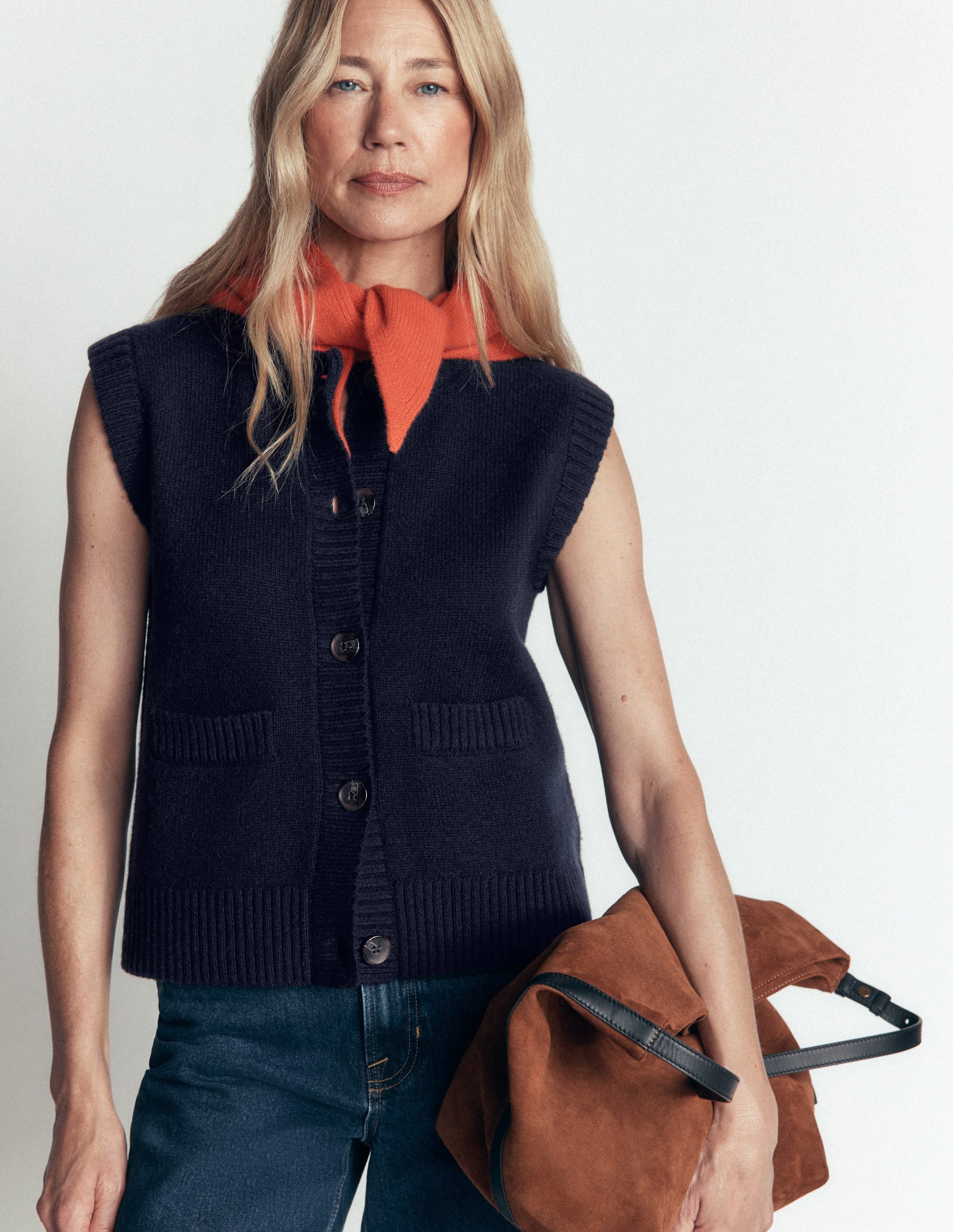 Marta Merino Wool Waistcoat-Navy - Image 1