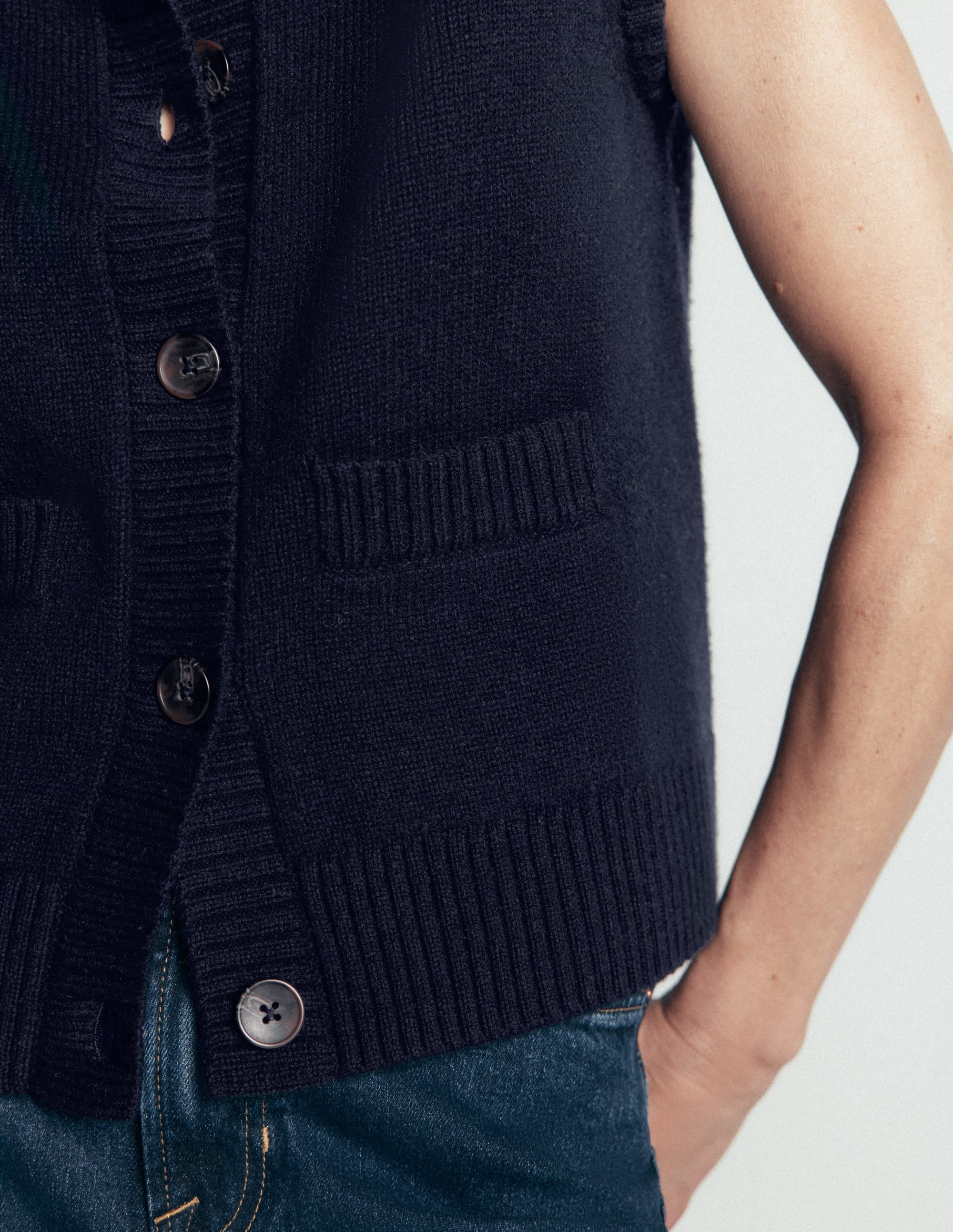 Marta Merino Wool Waistcoat-Navy - Image 2