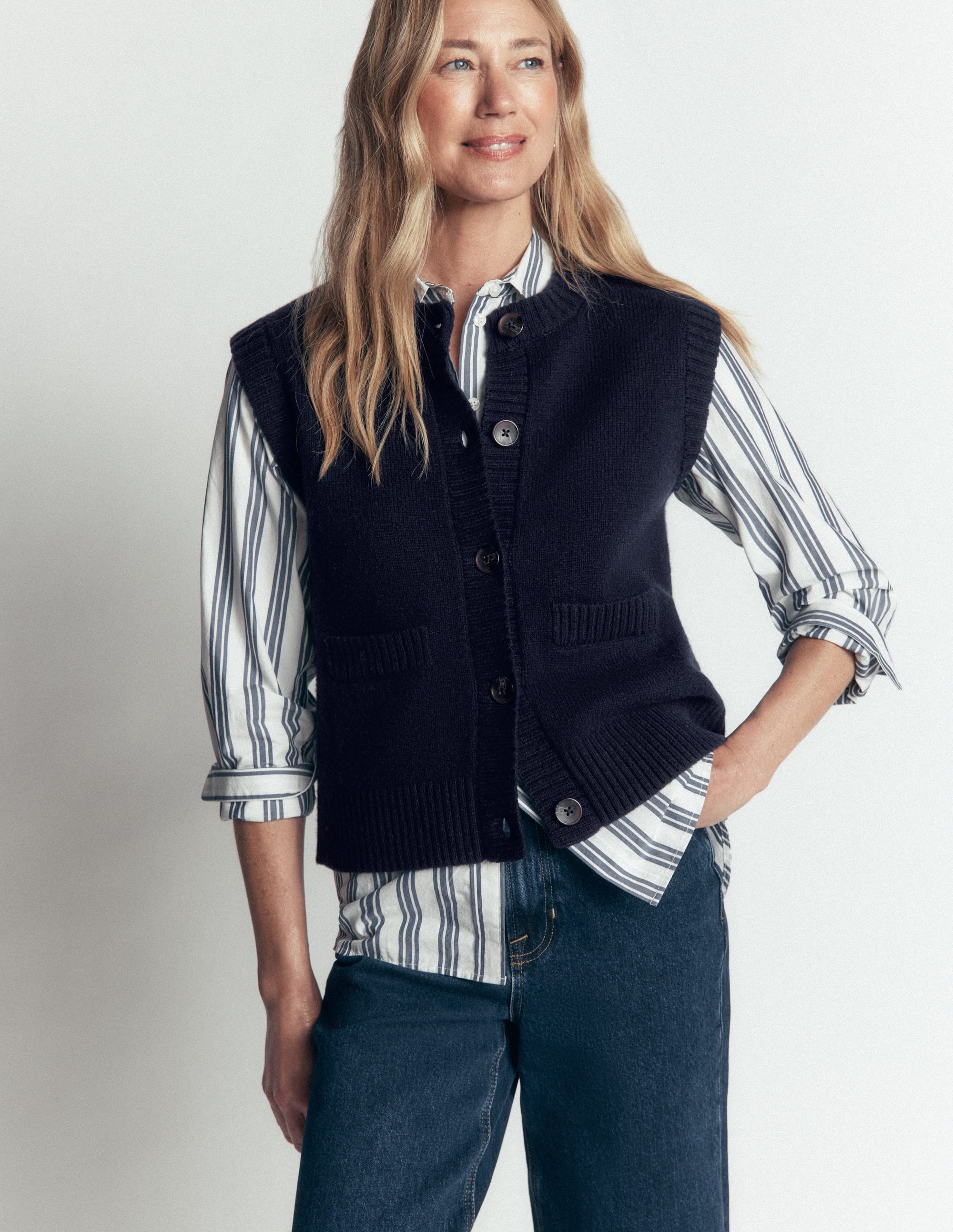 Marta Merino Wool Waistcoat-Navy - Image 7