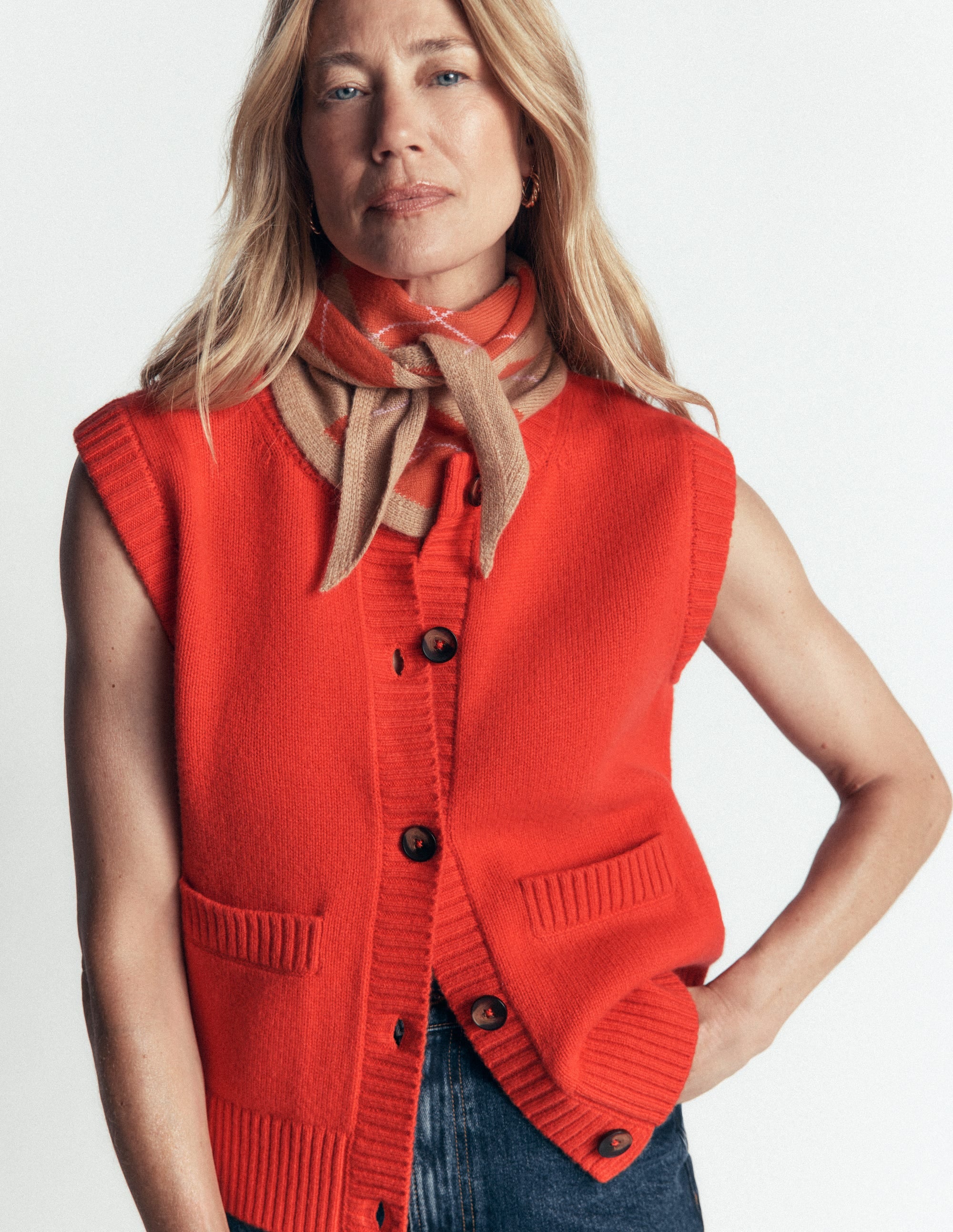 Marta Merino Wool Waistcoat-Sunset Orange - Image 1