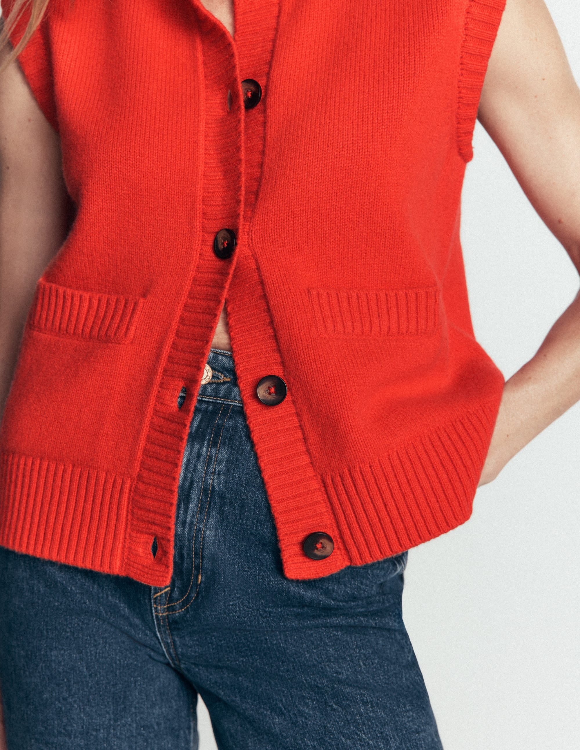 Marta Merino Wool Waistcoat-Sunset Orange - Image 2