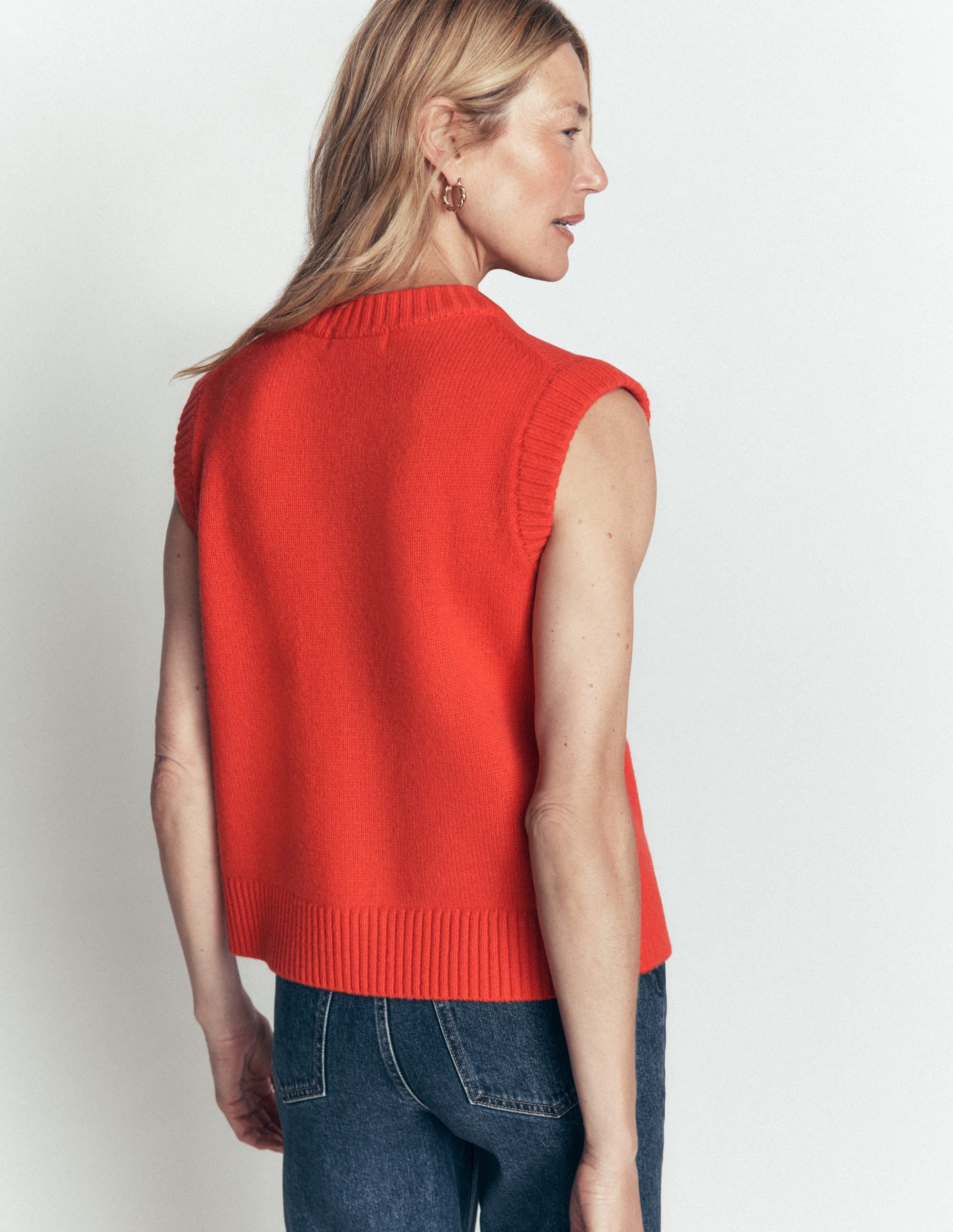 Marta Merino Wool Waistcoat-Sunset Orange - Image 3