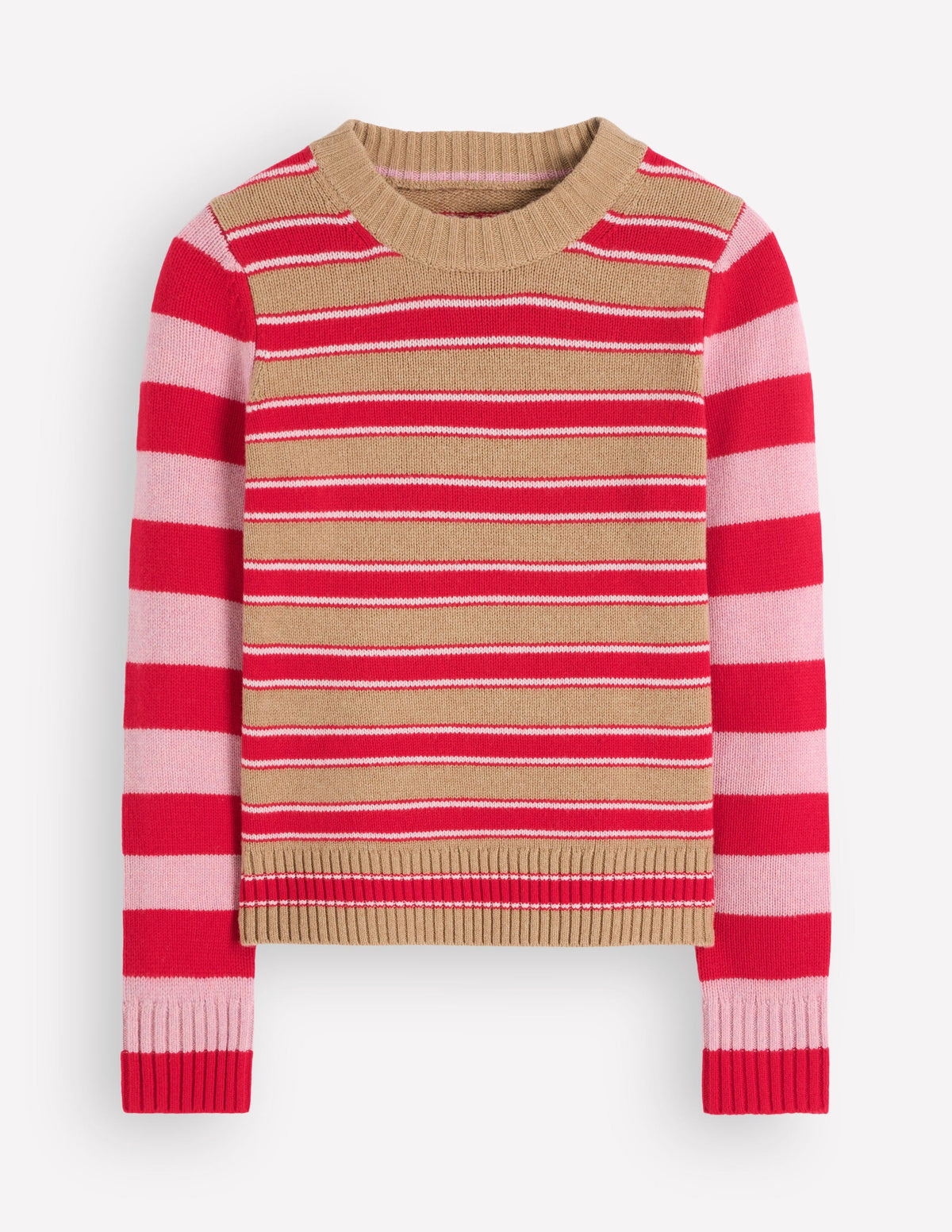 Marta Merino Wool Crew Jumper-Hotch Stripe-6