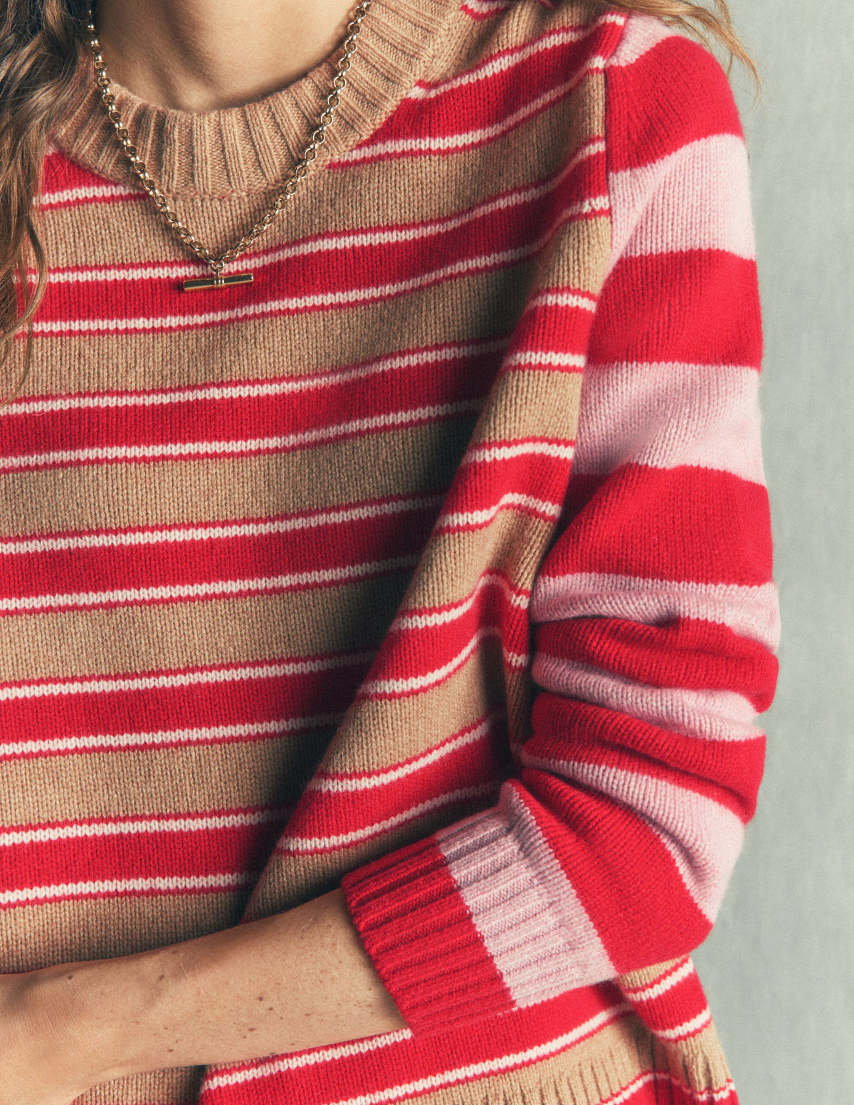 Marta Merino Wool Crew Jumper-Hotch Stripe - Image 2