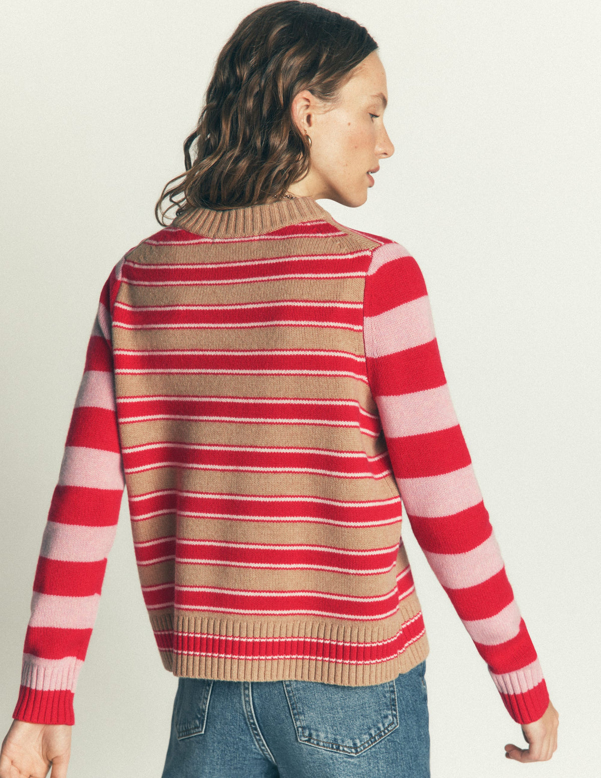 Marta Merino Wool Crew Jumper-Hotch Stripe - Image 3