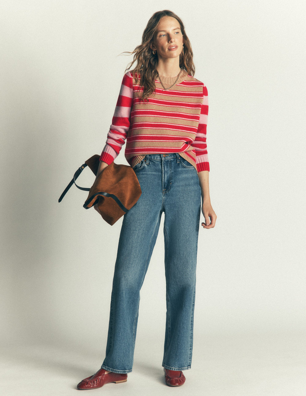 Marta Merino Wool Crew Jumper-Hotch Stripe - Image 4