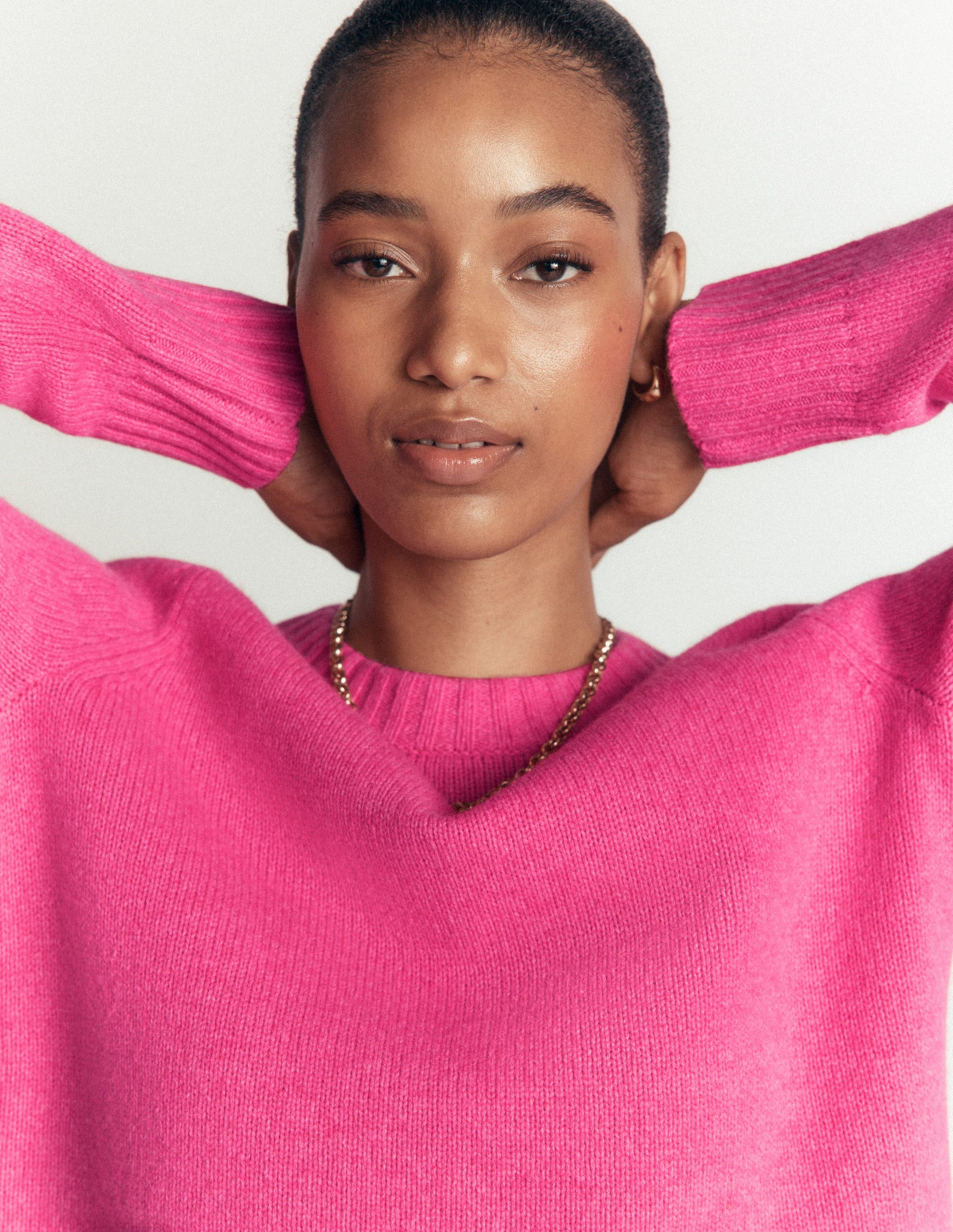 Marta Merino Wool Crew Jumper-Pink Power-3