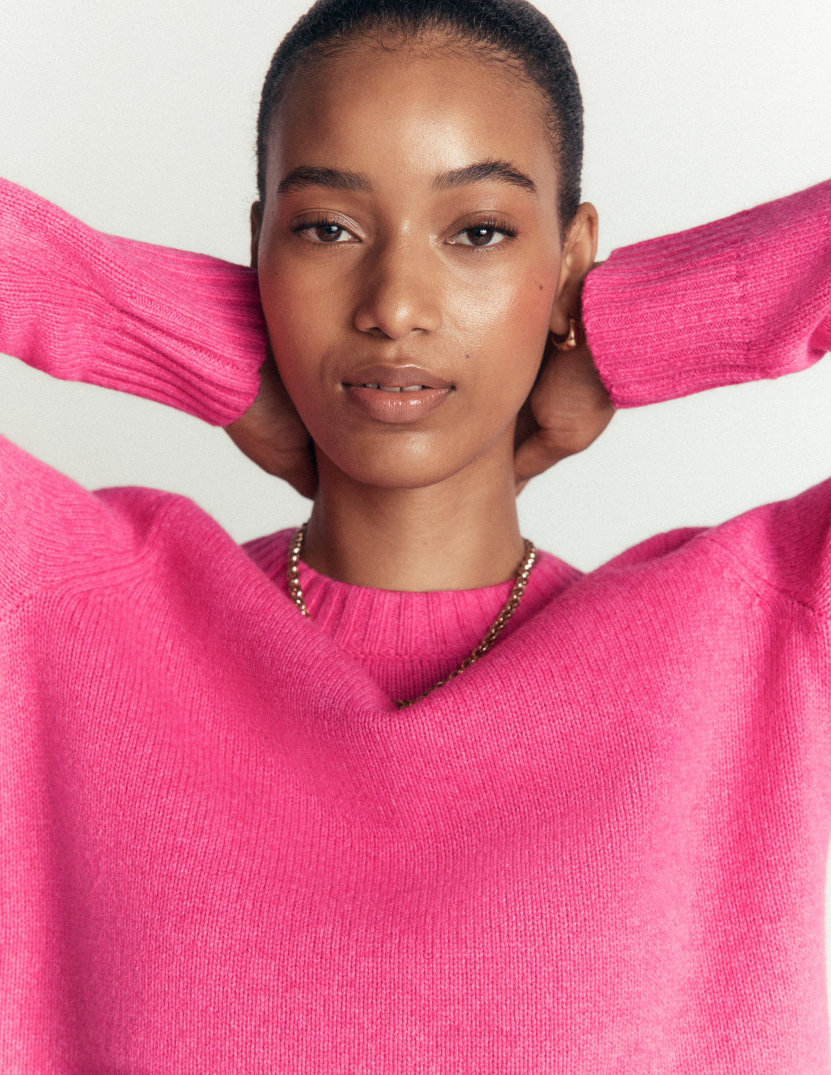Marta Merino Wool Crew Jumper-Pink Power - Image 3