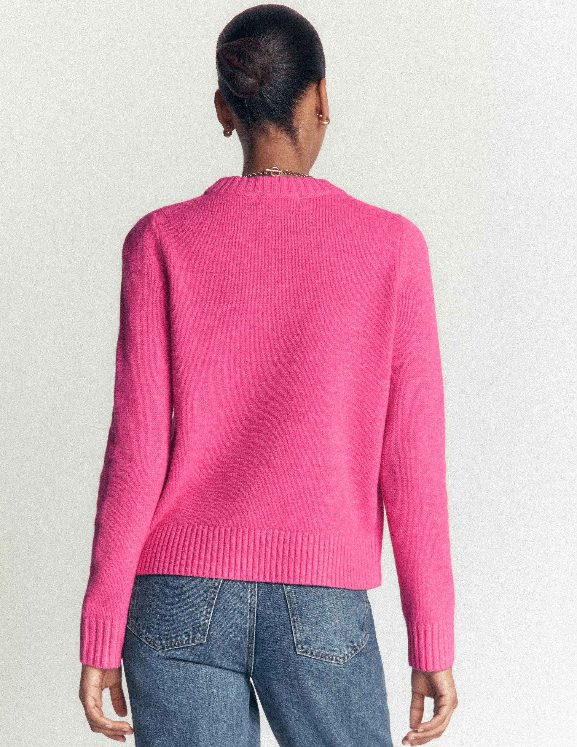 Marta Merino Wool Crew Jumper-Pink Power-4
