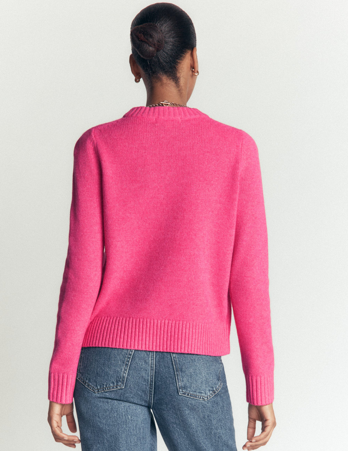 Marta Merino Wool Crew Jumper-Pink Power-4