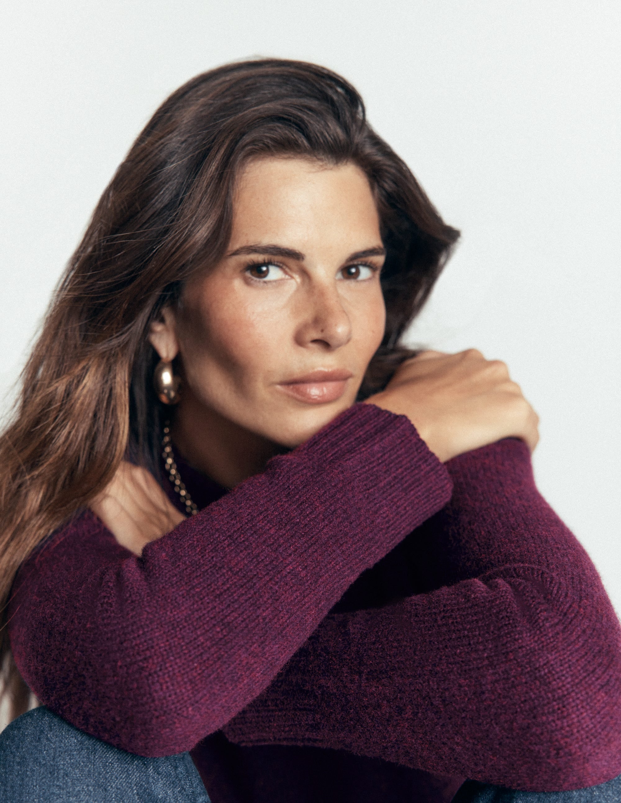 Marta Merino Wool Crew Jumper-Potent Purple - Image 5