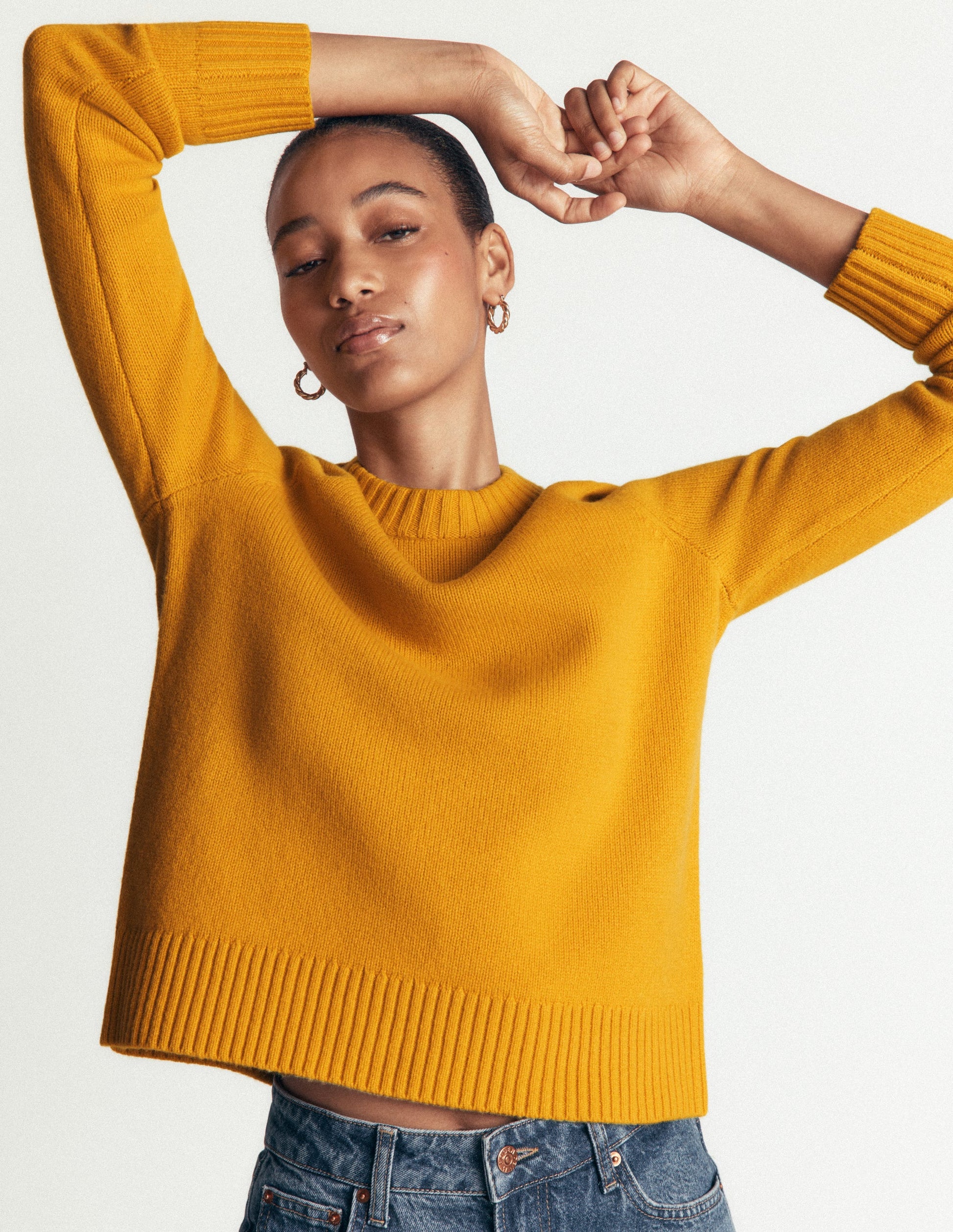 Marta Merino Wool Crew Jumper-Honey Yellow-3