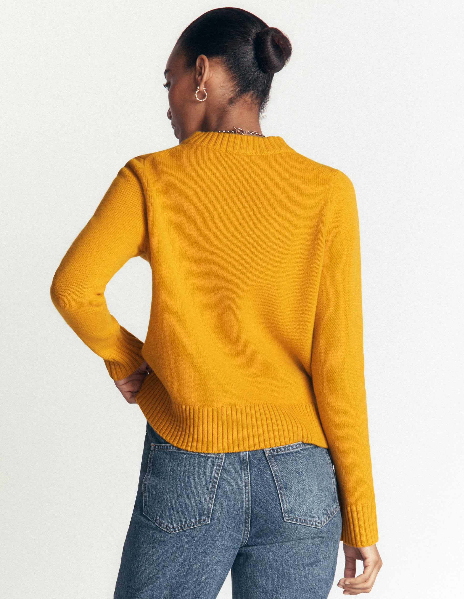 Marta Merino Wool Crew Jumper-Honey Yellow-4