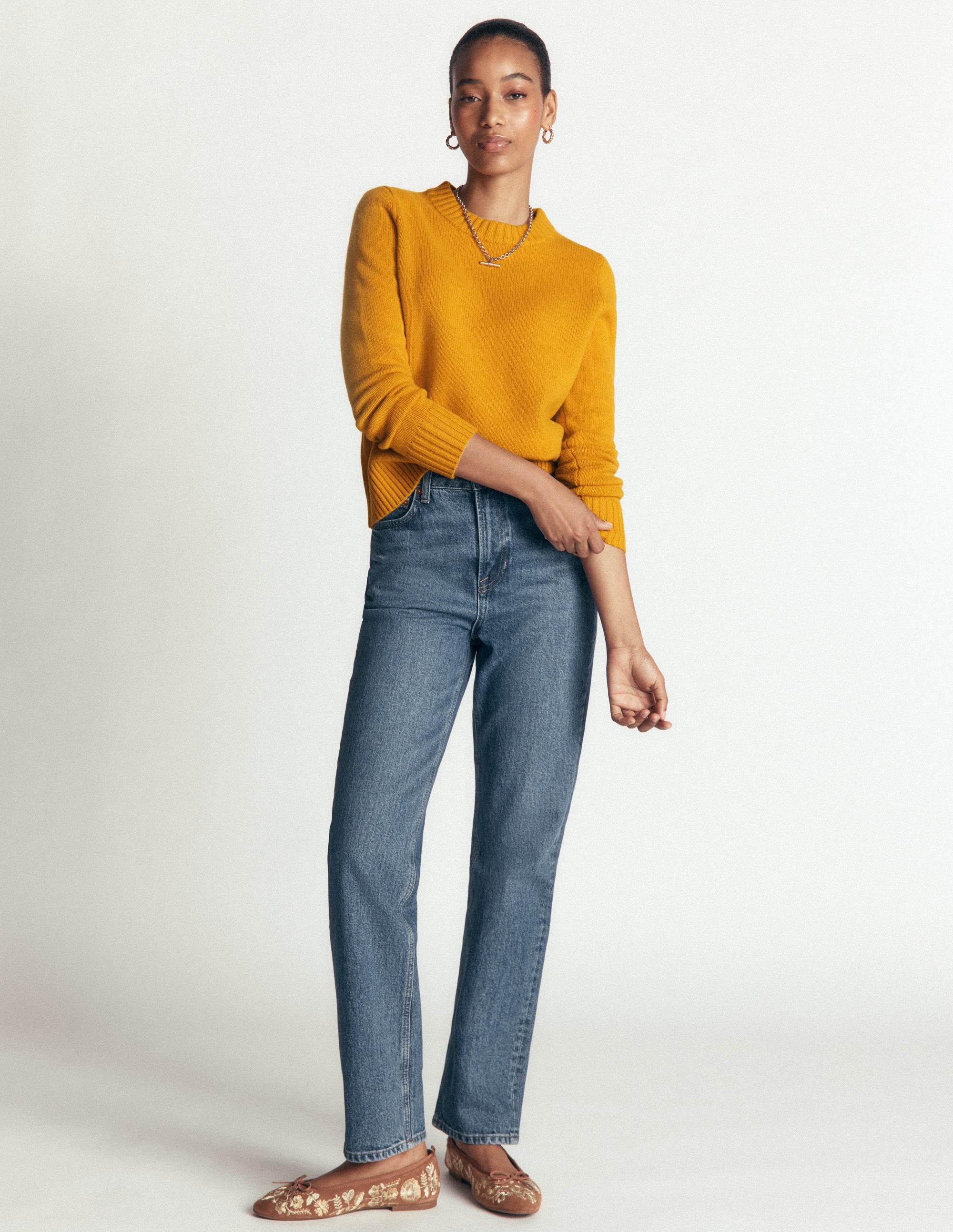 Marta Merino Wool Crew Jumper-Honey Yellow - Image 5