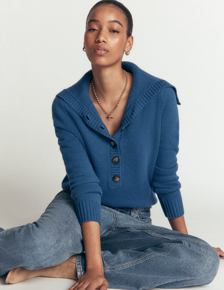 Marta Merino Wool Sailor Top-Delft Blue