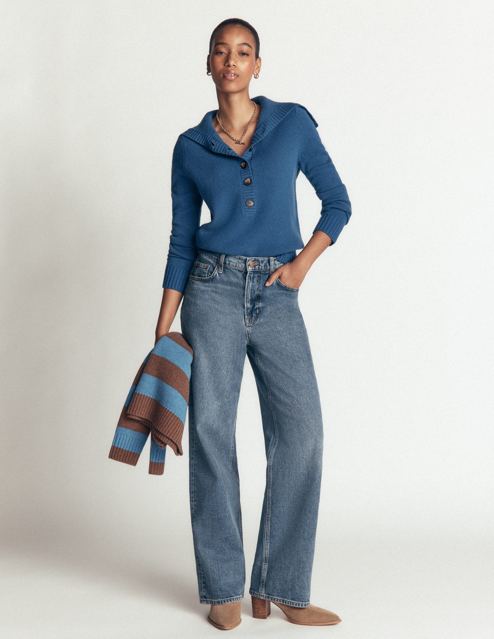 Marta Merino Wool Sailor Top-Delft Blue-5