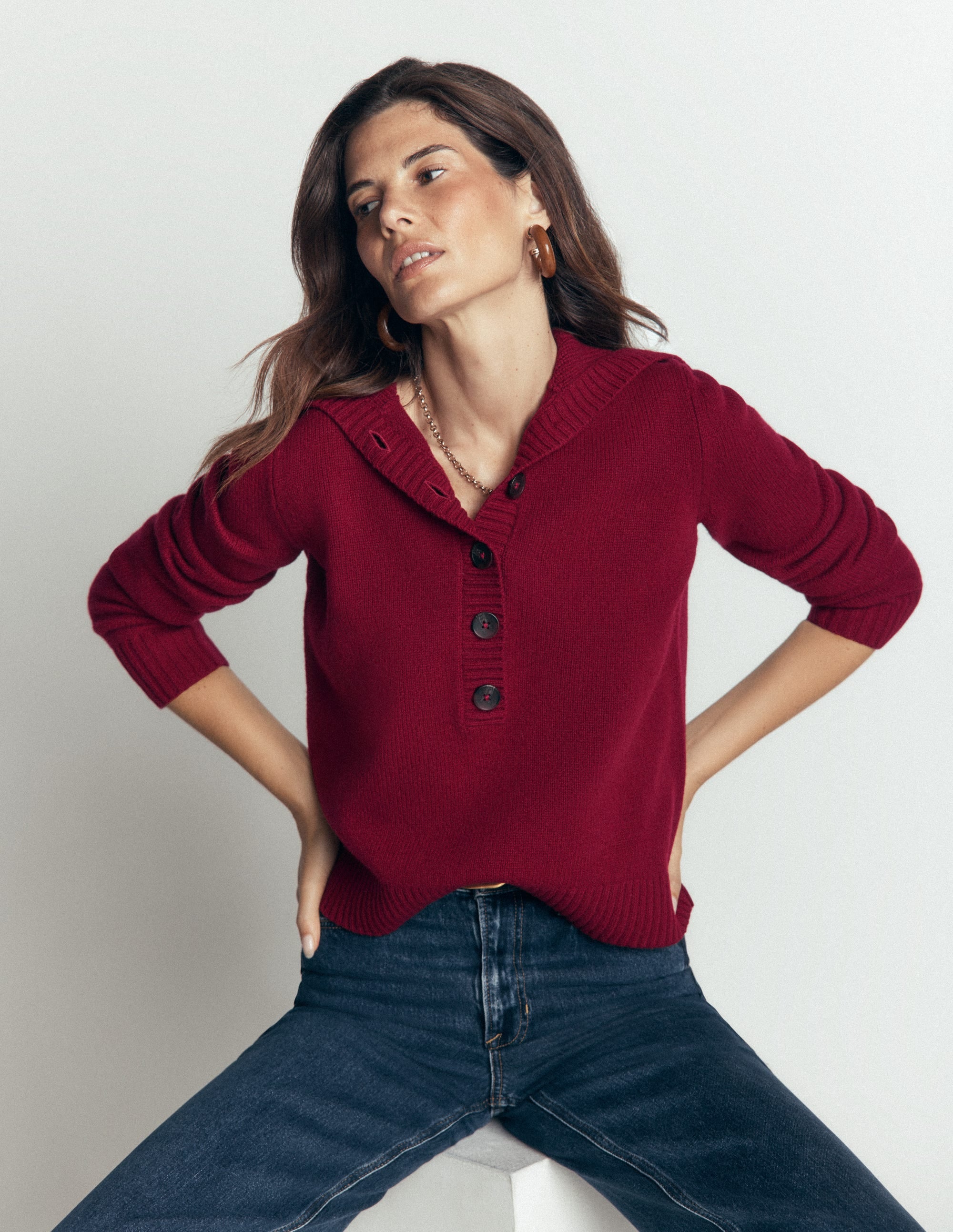 Marta Merino Wool Sailor Top-Pinotage - Image 1