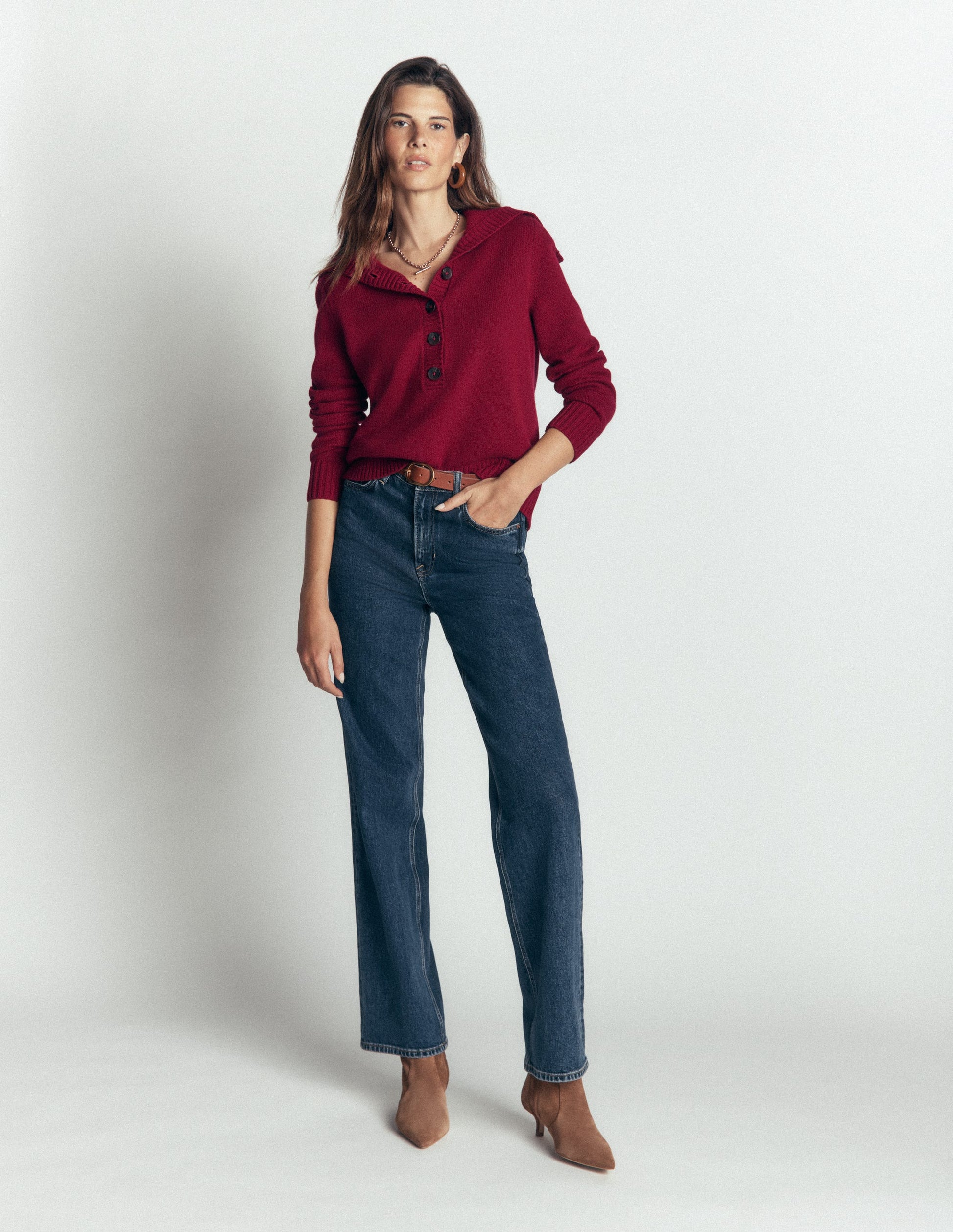 Marta Merino Wool Sailor Top-Pinotage-4