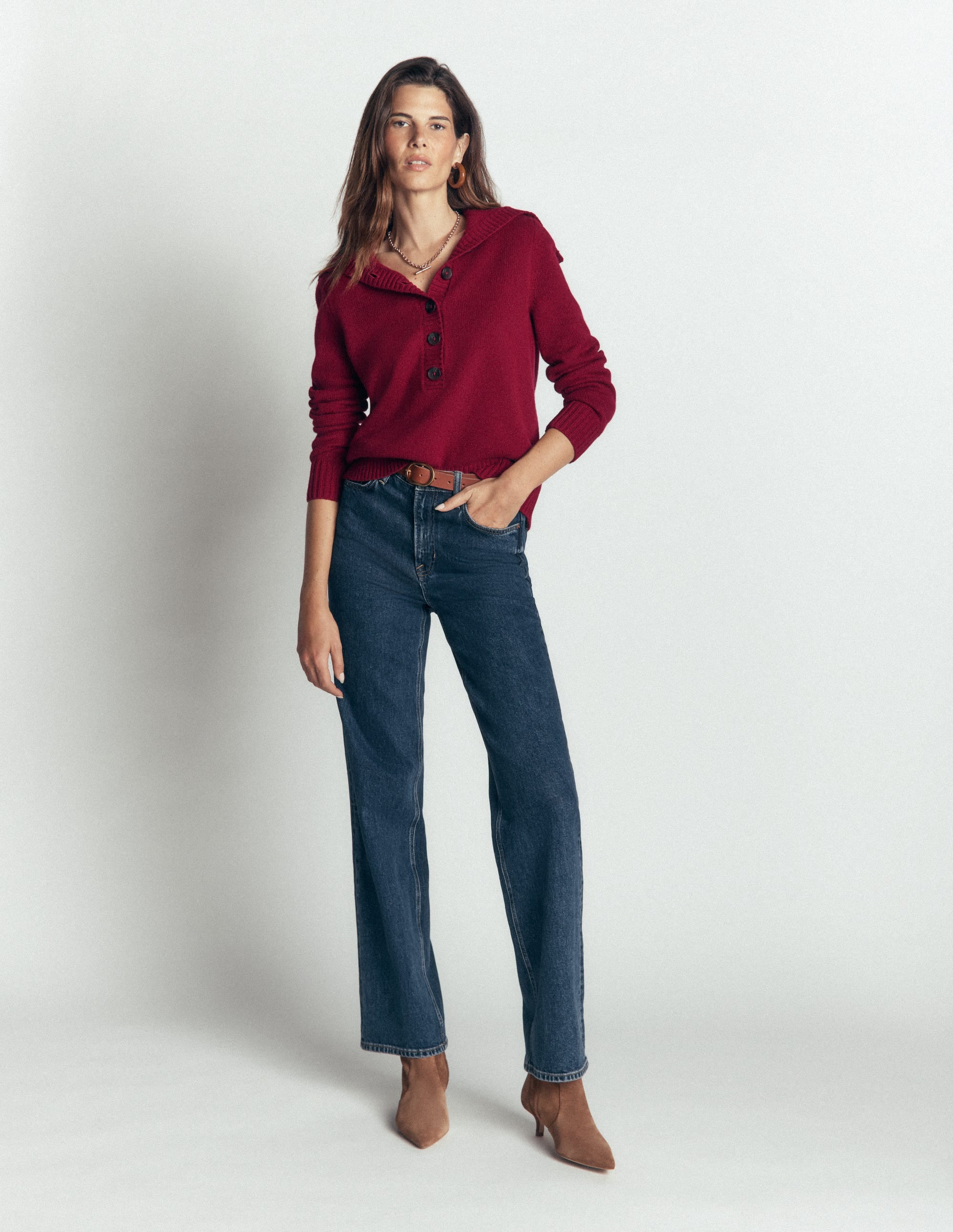 Marta Merino Wool Sailor Top-Pinotage - Image 4