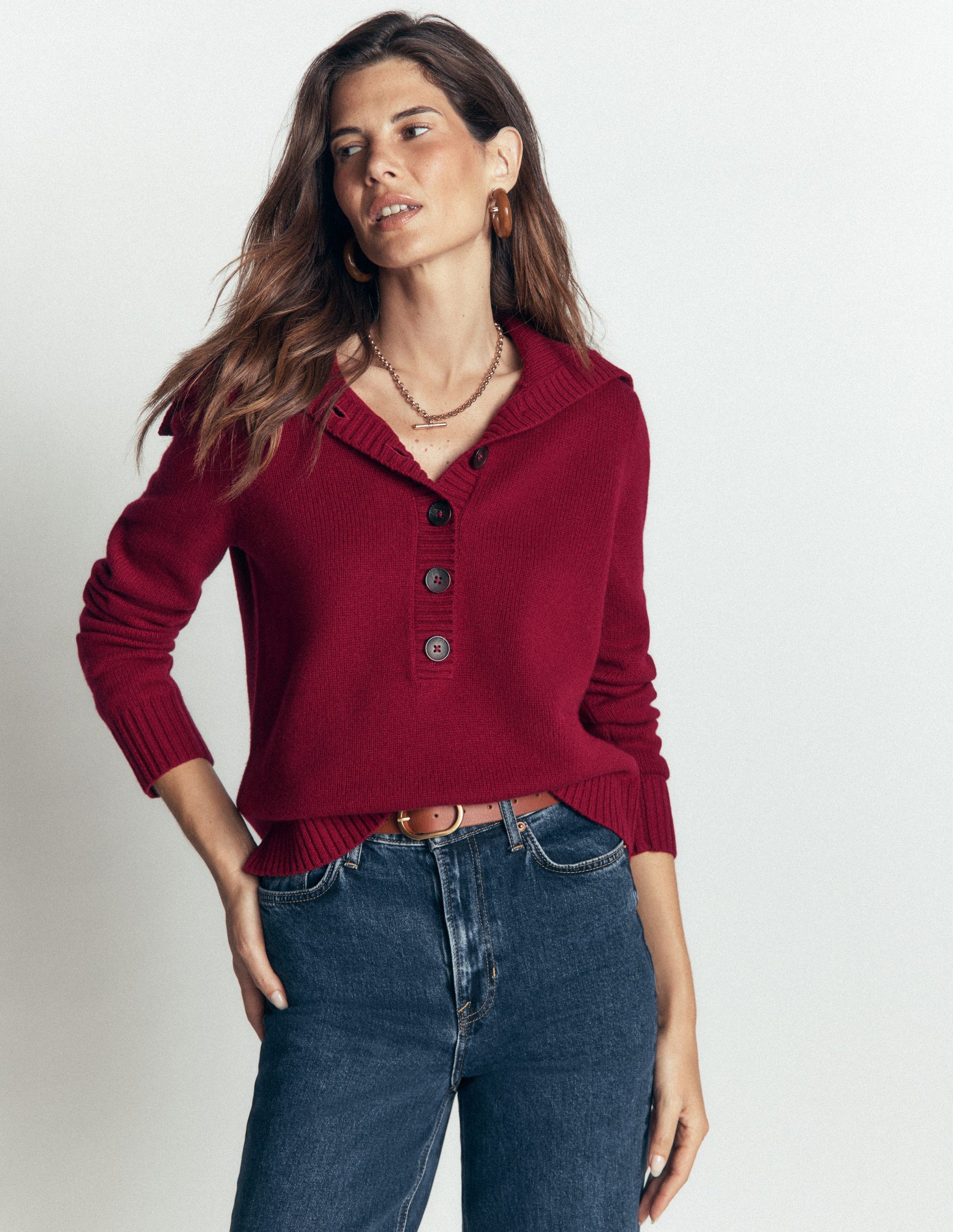 Marta Merino Wool Sailor Top-Pinotage-5