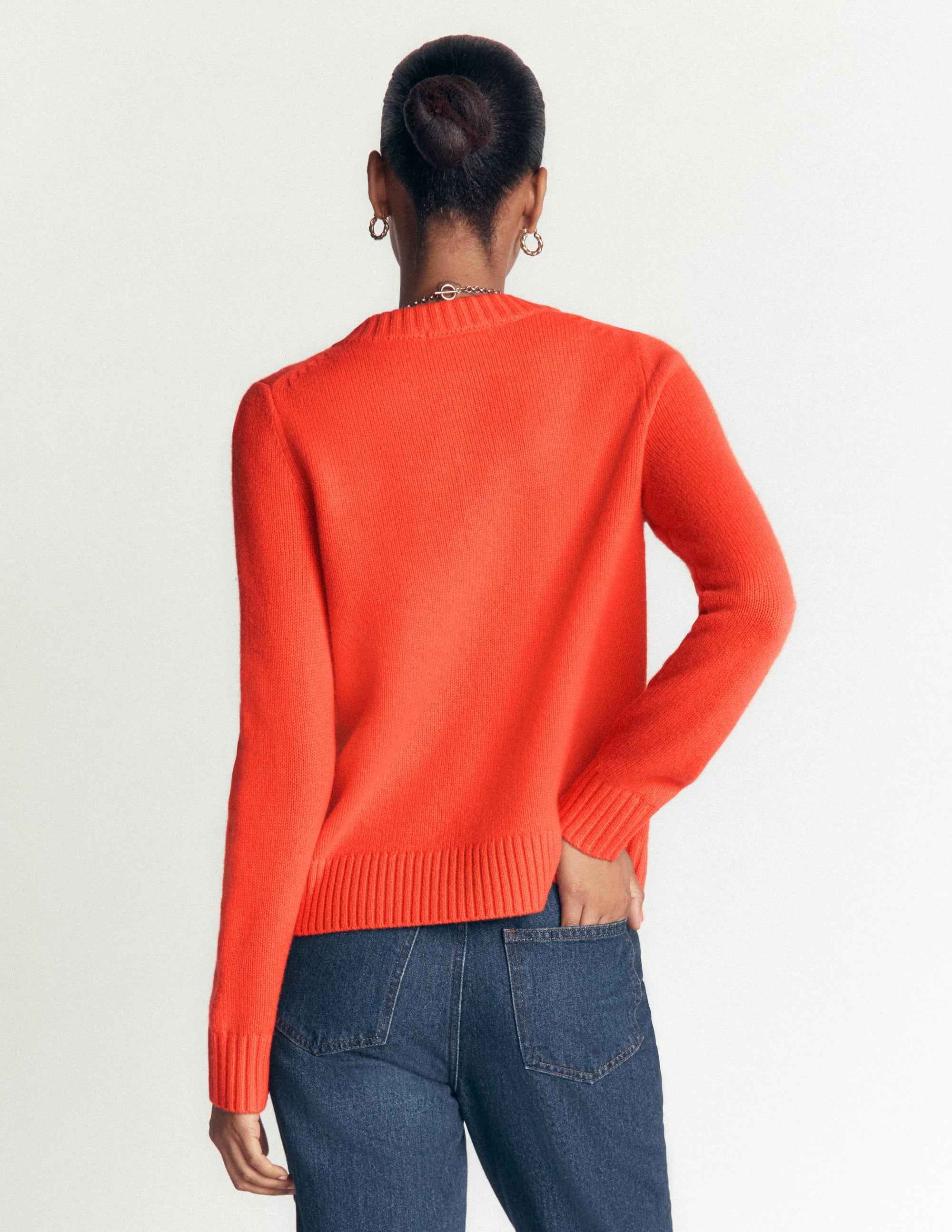 Marta Merino Wool Cardigan-Sunset Orange - Image 3