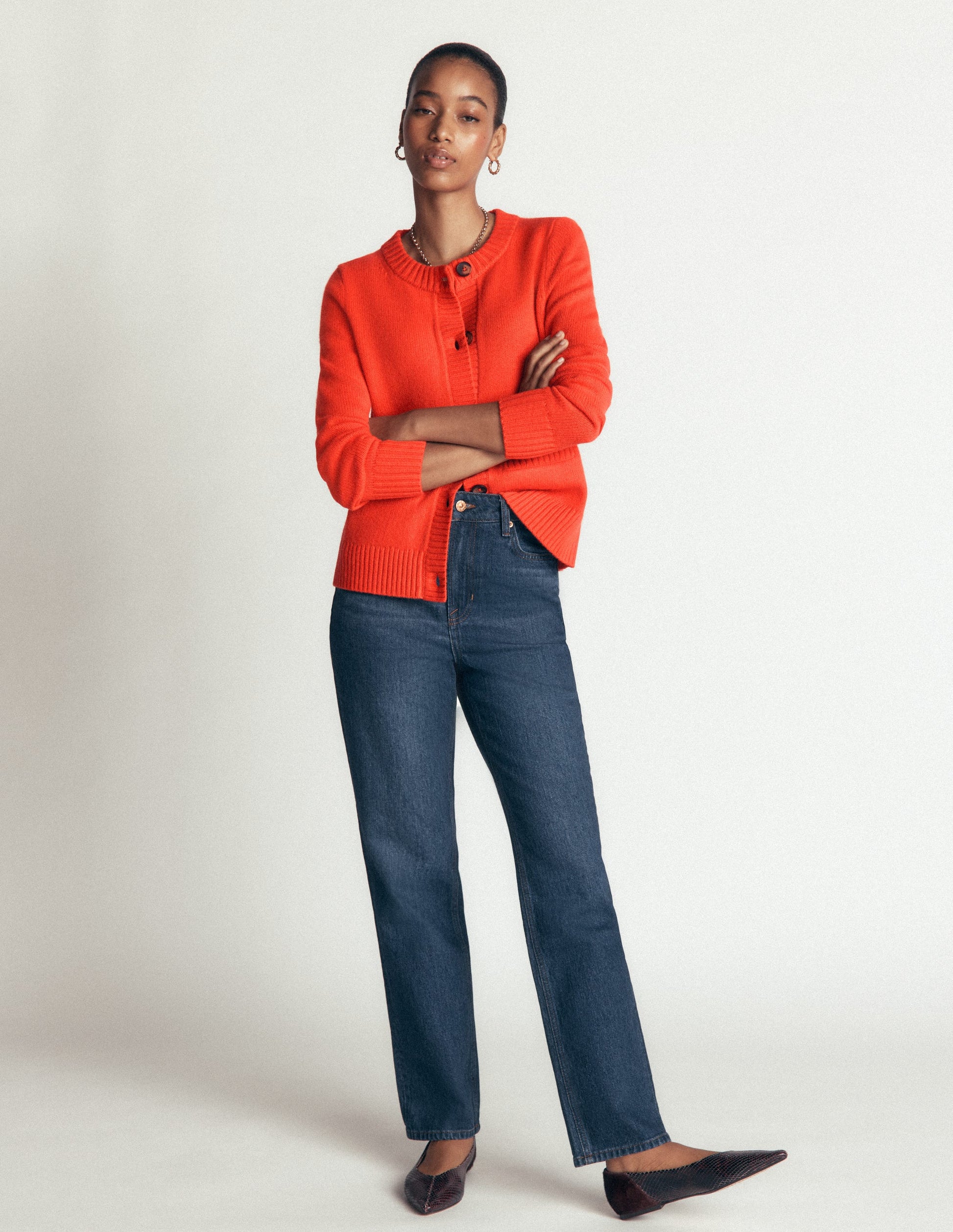 Marta Merino Wool Cardigan-Sunset Orange-4
